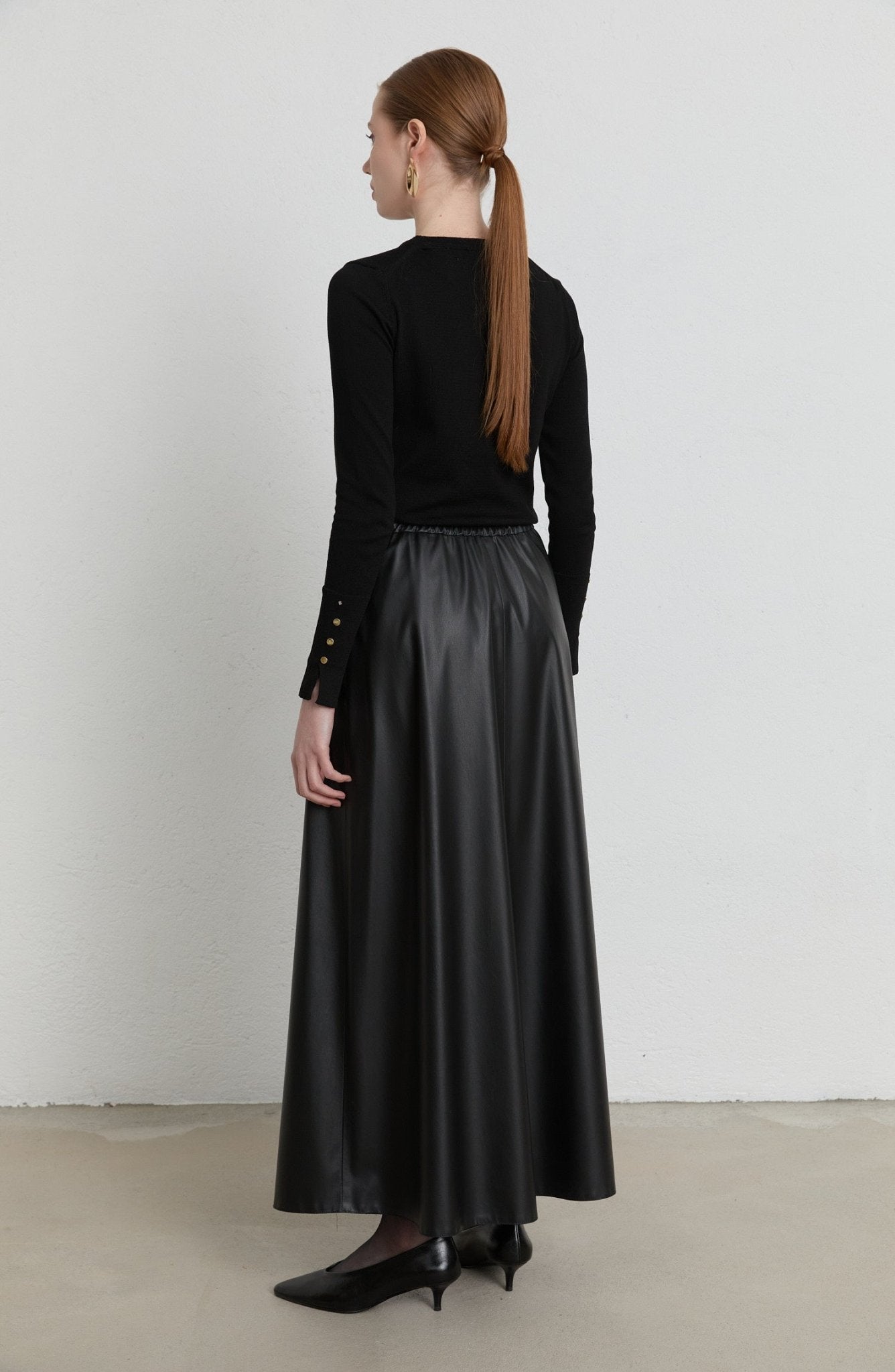 Deri Siyah Kloş Etek - Fatma Atasoy