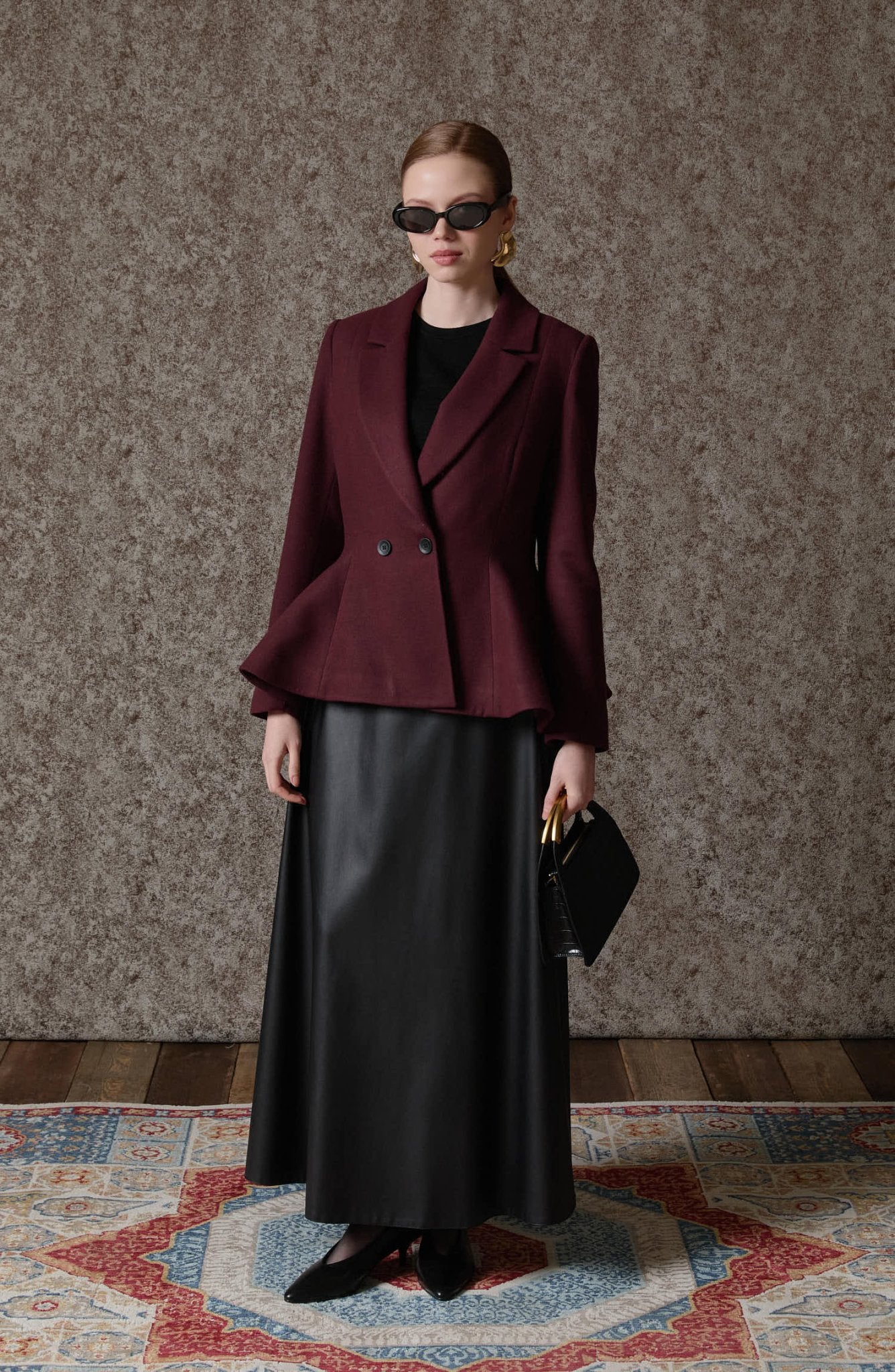 Deri Siyah Kloş Etek - Fatma Atasoy