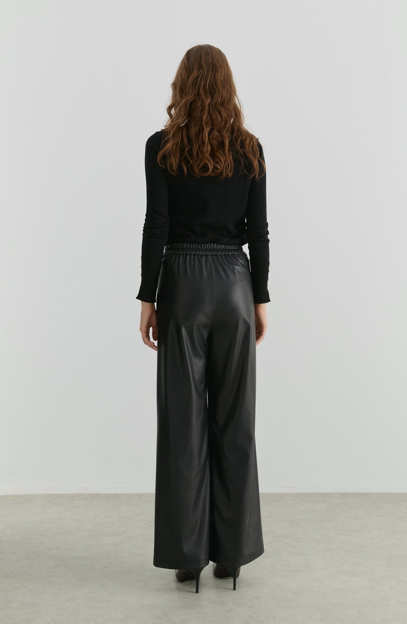 Deri Siyah Palazzo Pantolon - Fatma Atasoy