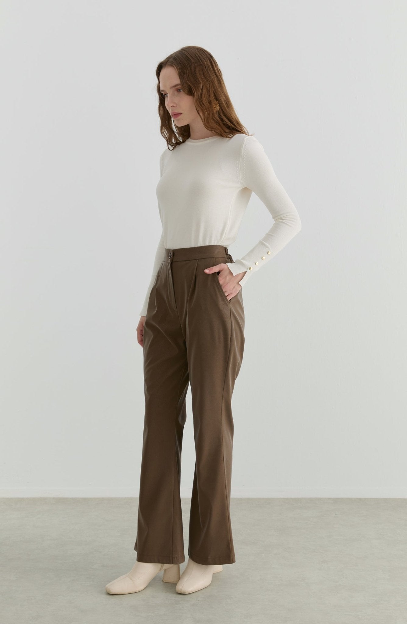 Deri Vizon İspanyol Paça Pantolon - Fatma Atasoy