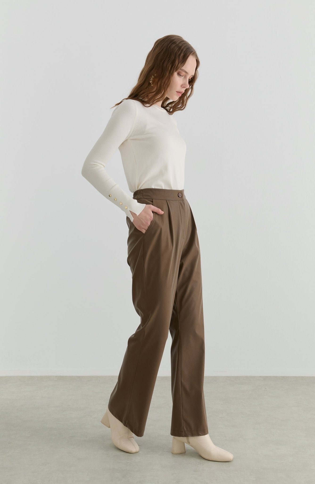 Deri Vizon İspanyol Paça Pantolon - Fatma Atasoy