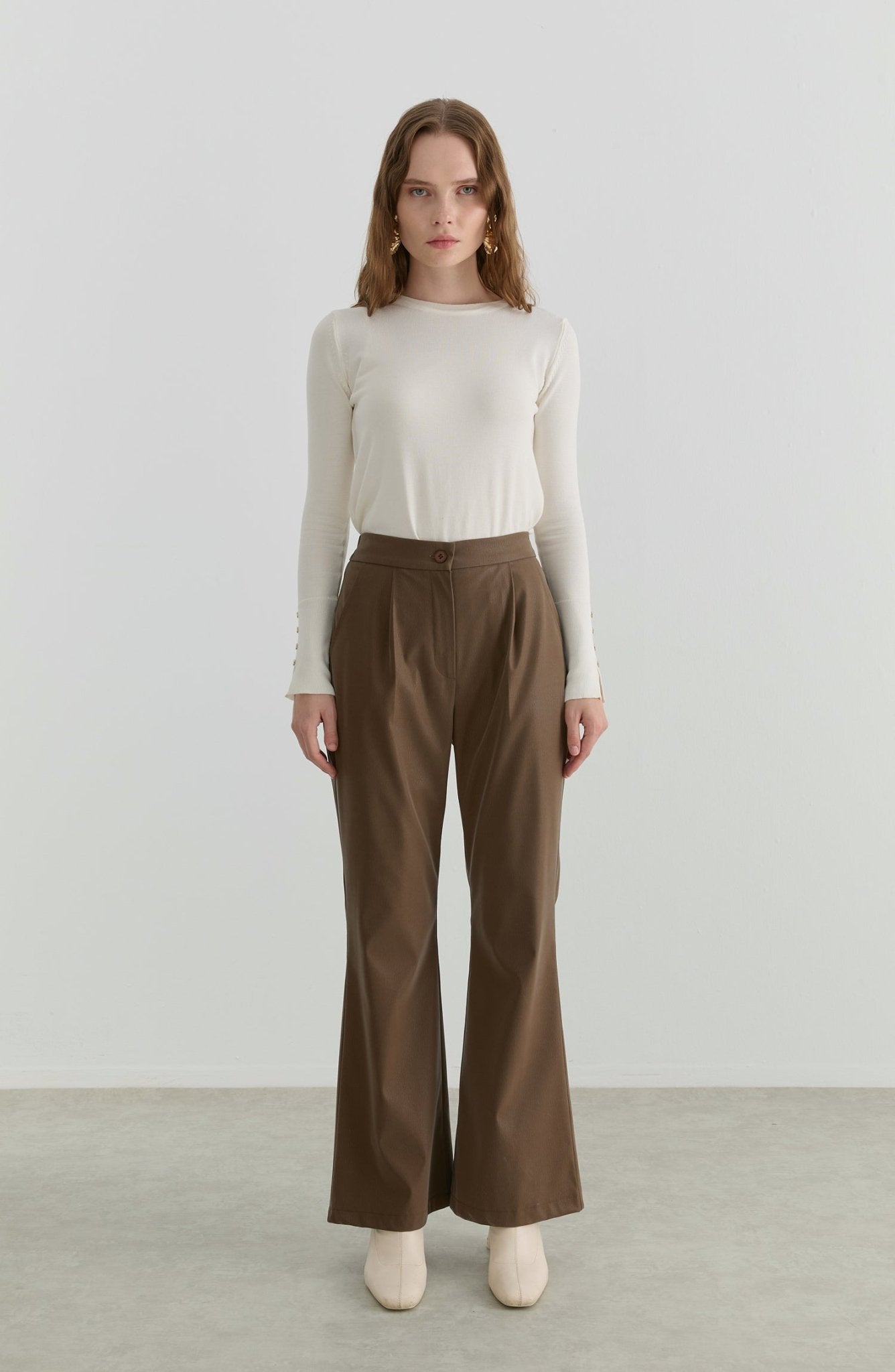 Deri Vizon İspanyol Paça Pantolon - Fatma Atasoy