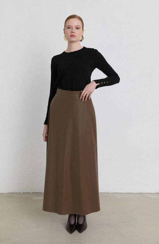 Deri Vizon Kloş Etek - Fatma Atasoy