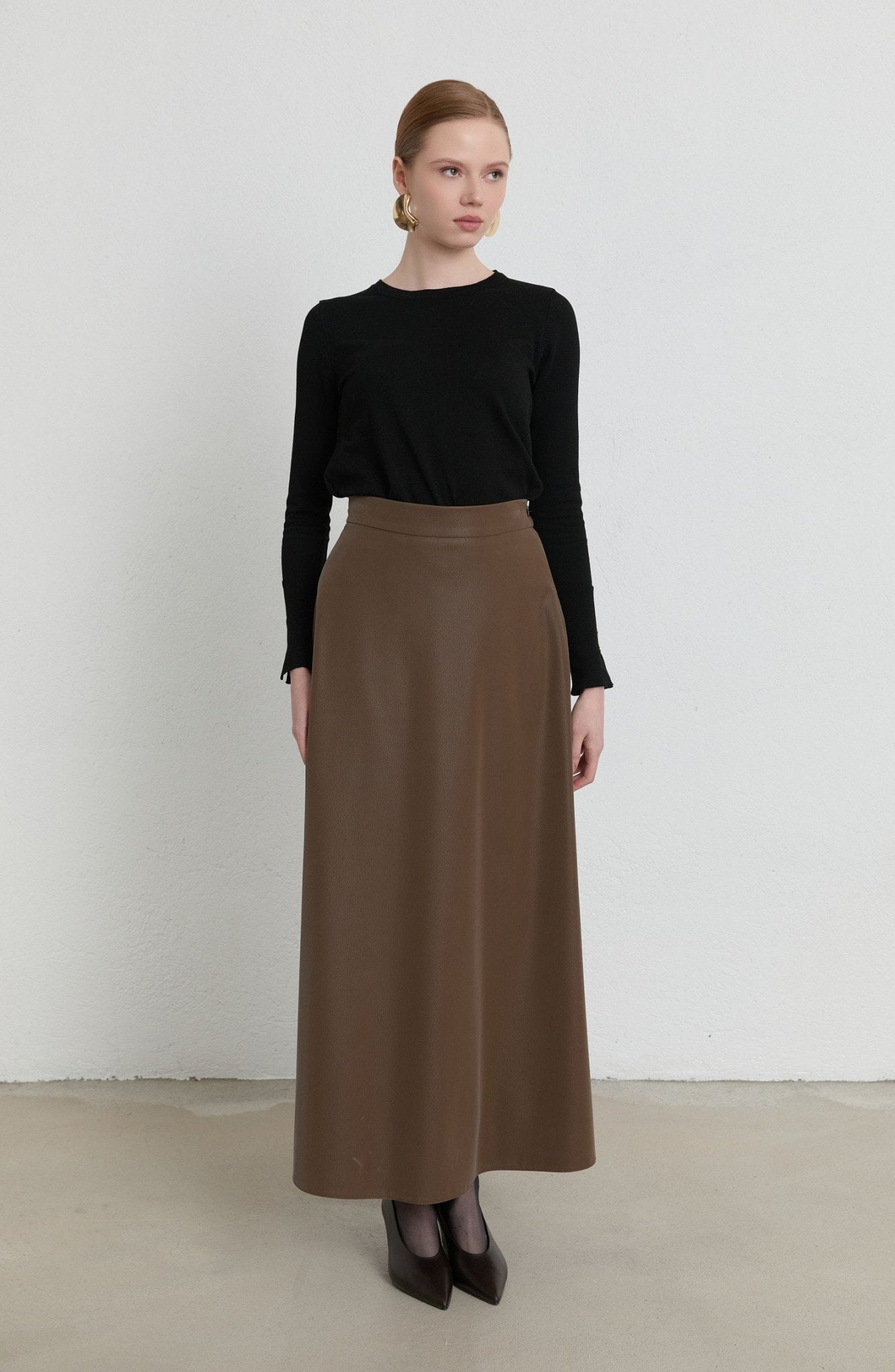 Deri Vizon Kloş Etek - Fatma Atasoy