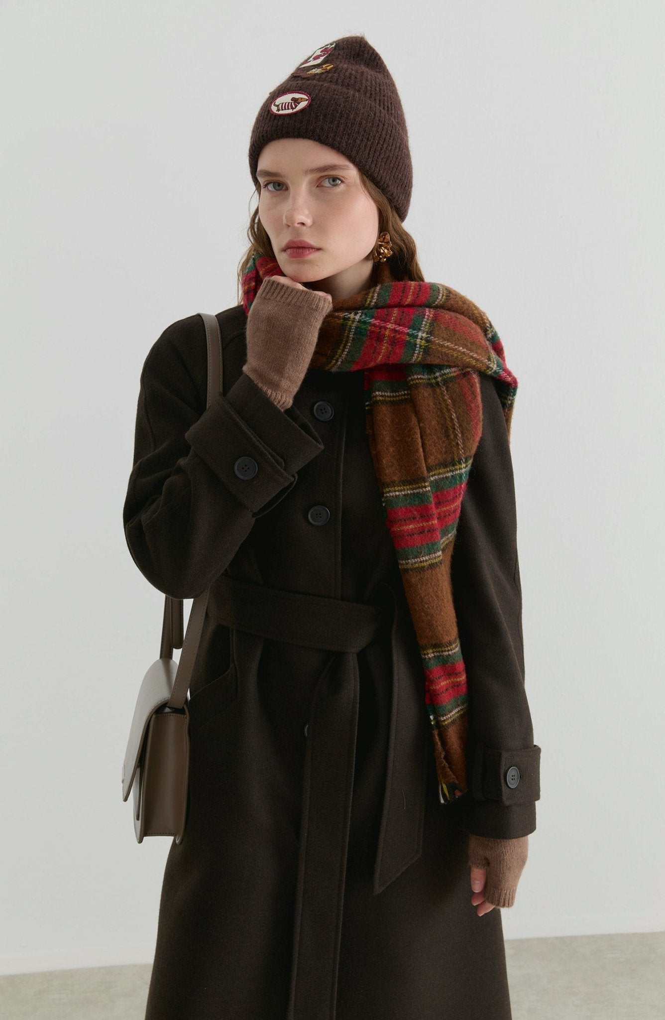 Dik Yaka Acı Kahve Kaşmir Kaban - Fatma Atasoy