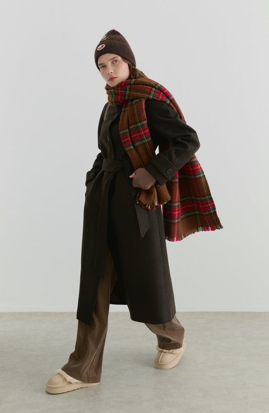 Dik Yaka Acı Kahve Kaşmir Kaban - Fatma Atasoy