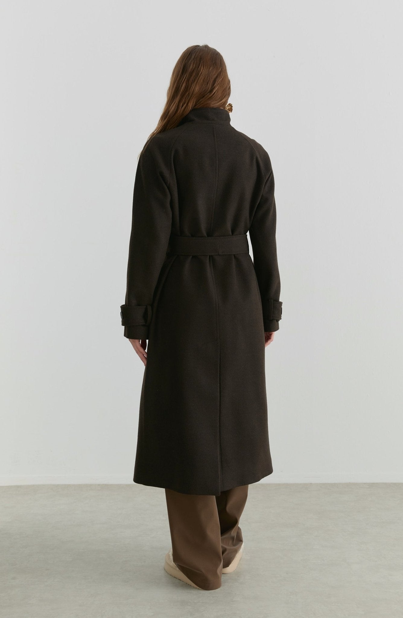 Dik Yaka Acı Kahve Kaşmir Kaban - Fatma Atasoy