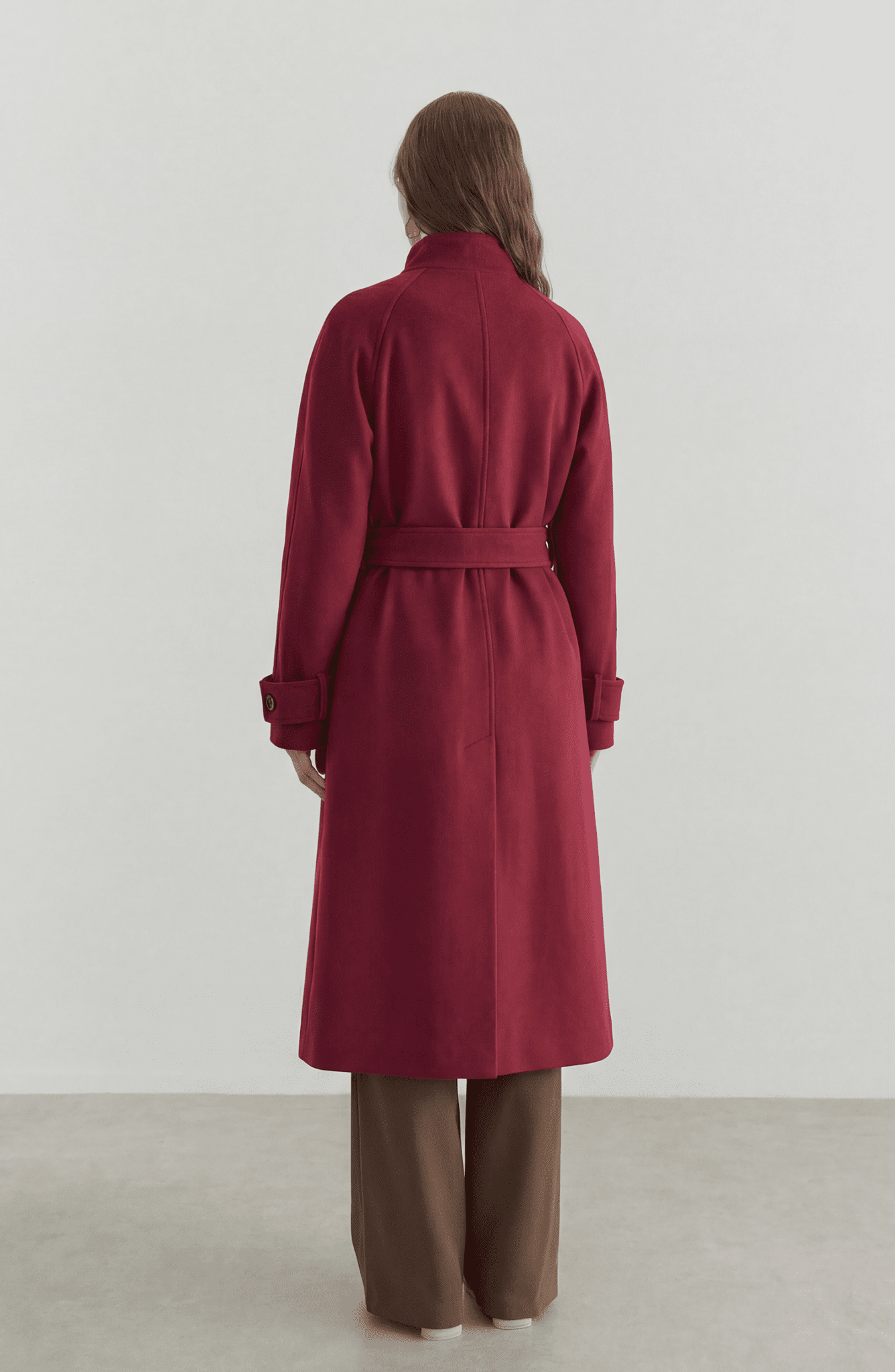 Dik Yaka Bordo Kaşmir Kaban - Fatma Atasoy