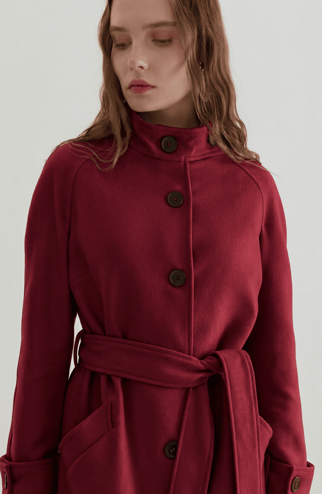 Dik Yaka Bordo Kaşmir Kaban - Fatma Atasoy