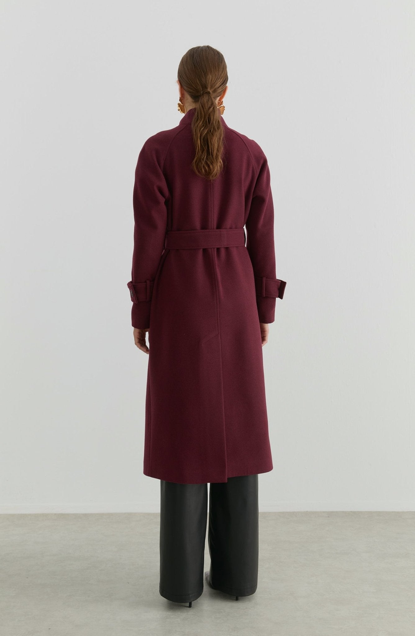 Dik Yaka Bordo Kaşmir Kaban - Fatma Atasoy