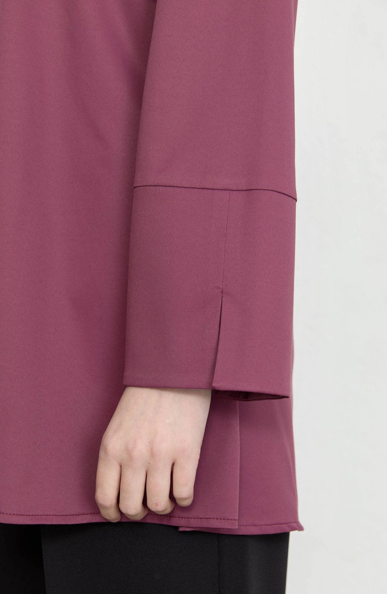 Dik Yaka Mürdüm Basic Pamuk Tunik Gömlek - Fatma Atasoy