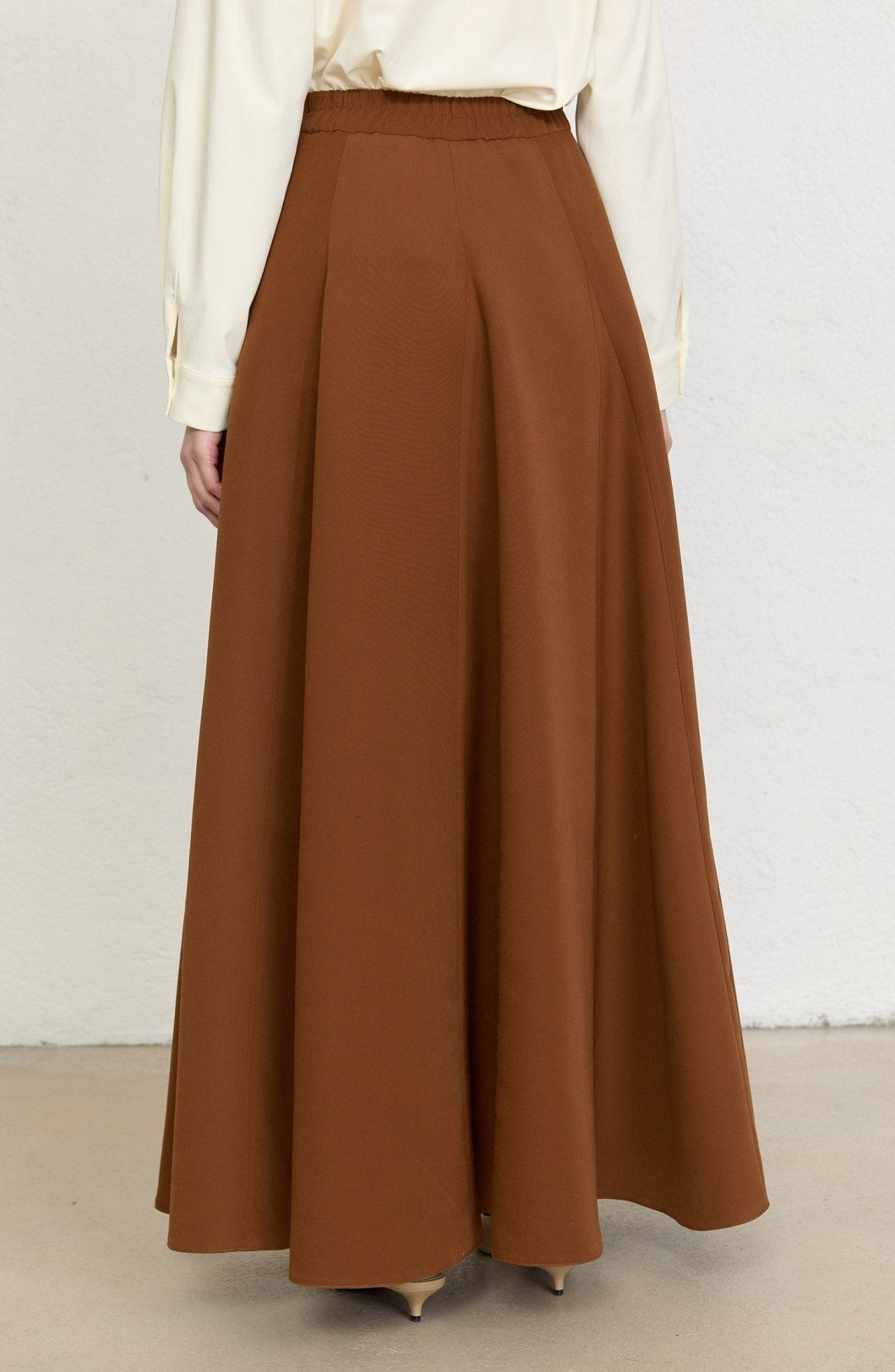 Dik Yaka Taba Parçalı Yelek Etek Takım - Fatma Atasoy