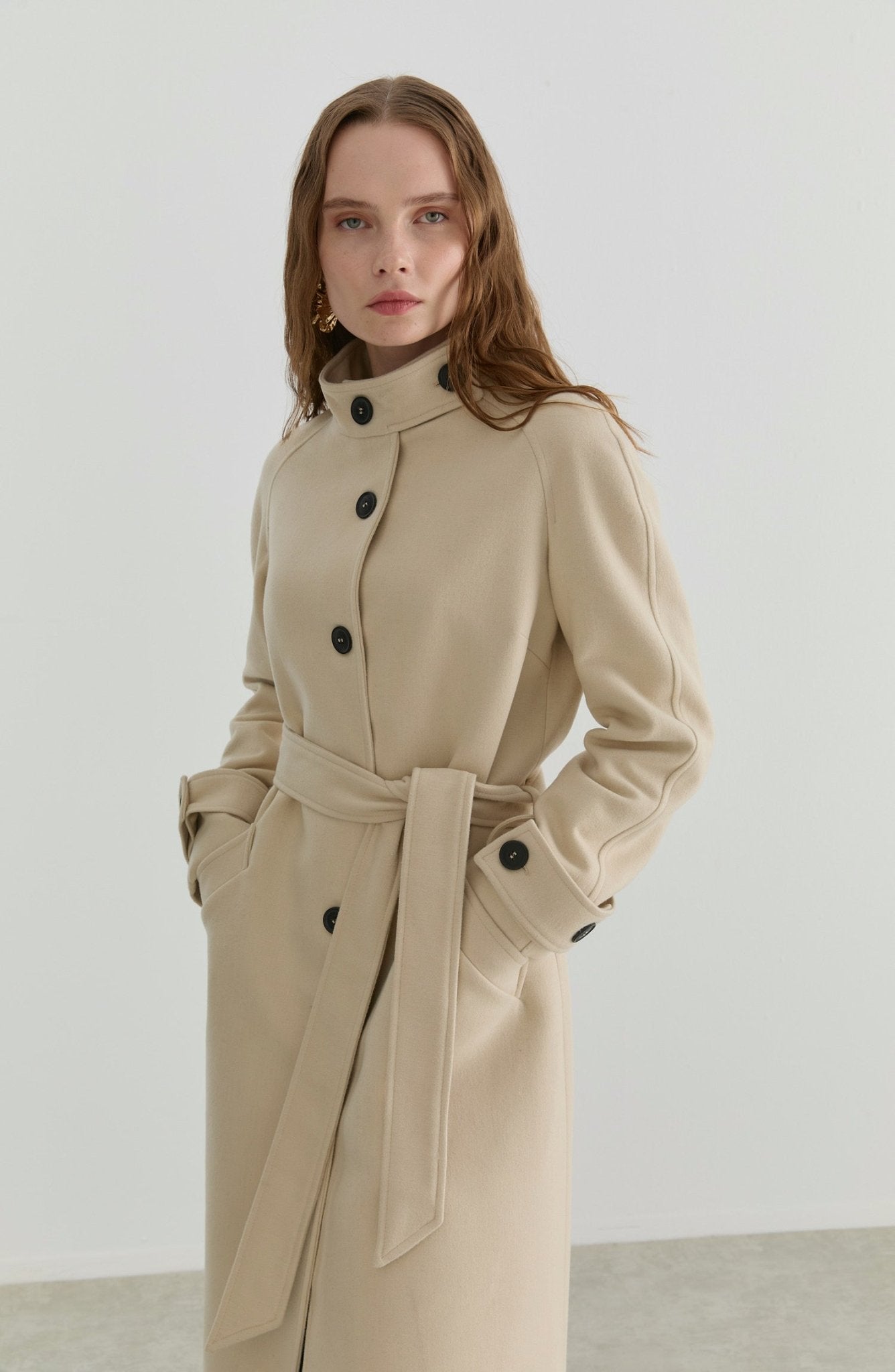 Dik Yaka Taş Kaşmir Kaban - Fatma Atasoy