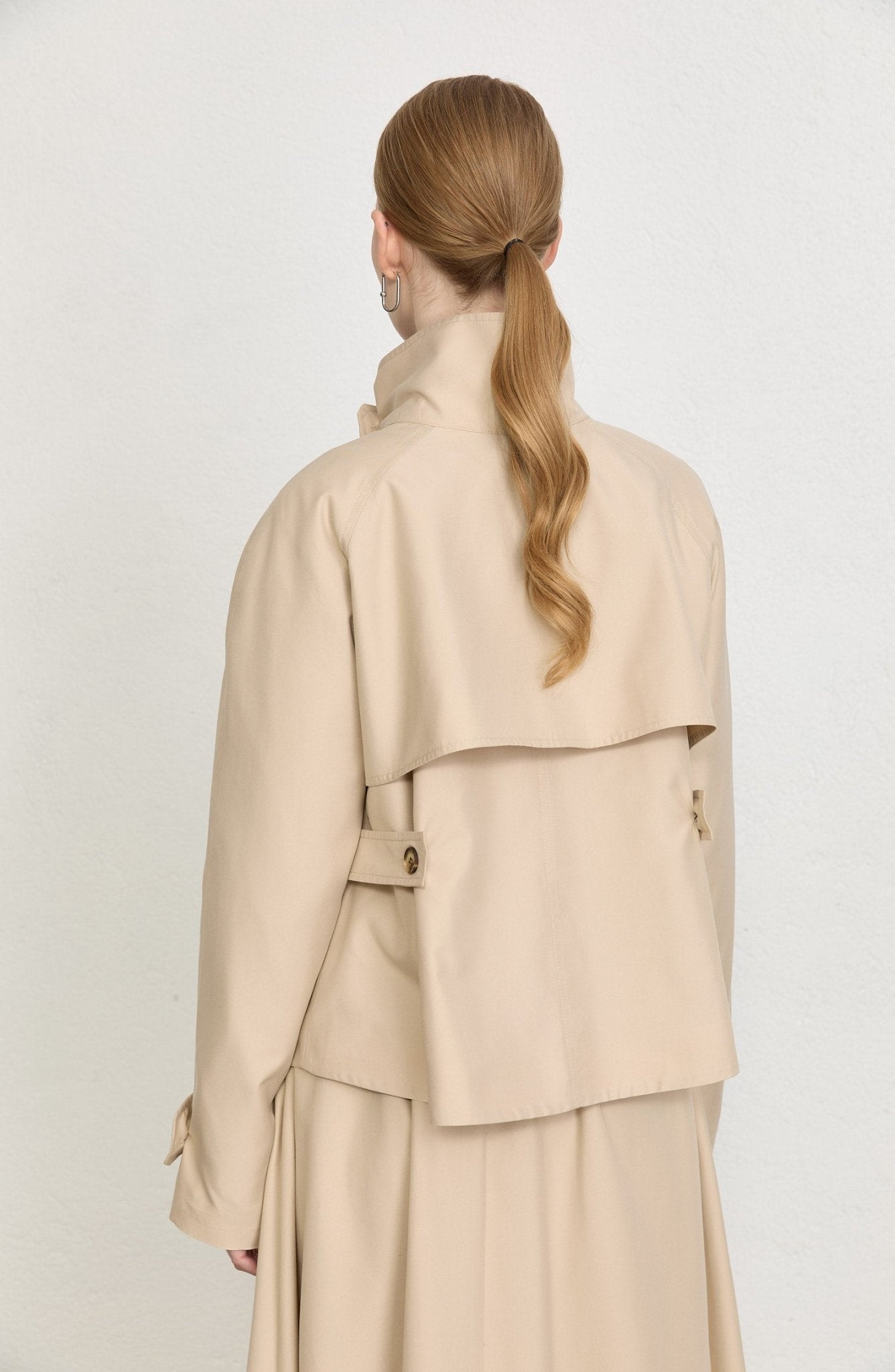 Dik Yaka Taş Oversize Midi Trenç Ceket - Fatma Atasoy