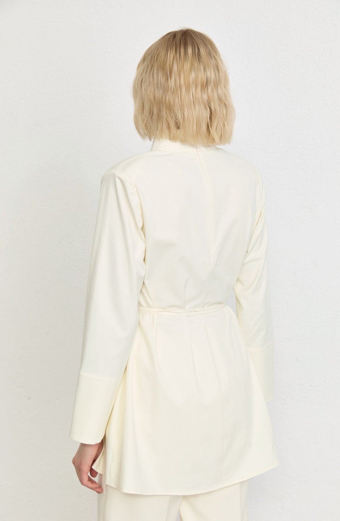 Dik Yaka Vanilya Basic Pamuk Tunik Gömlek - Fatma Atasoy