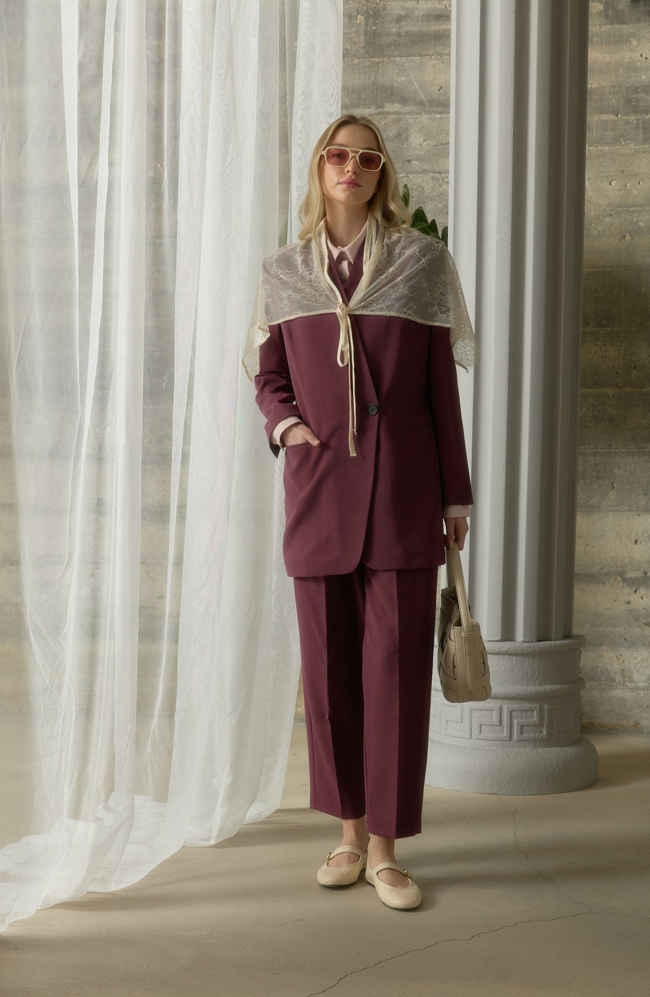 Double Barrel Mürdüm Fit Pantolon - Fatma Atasoy