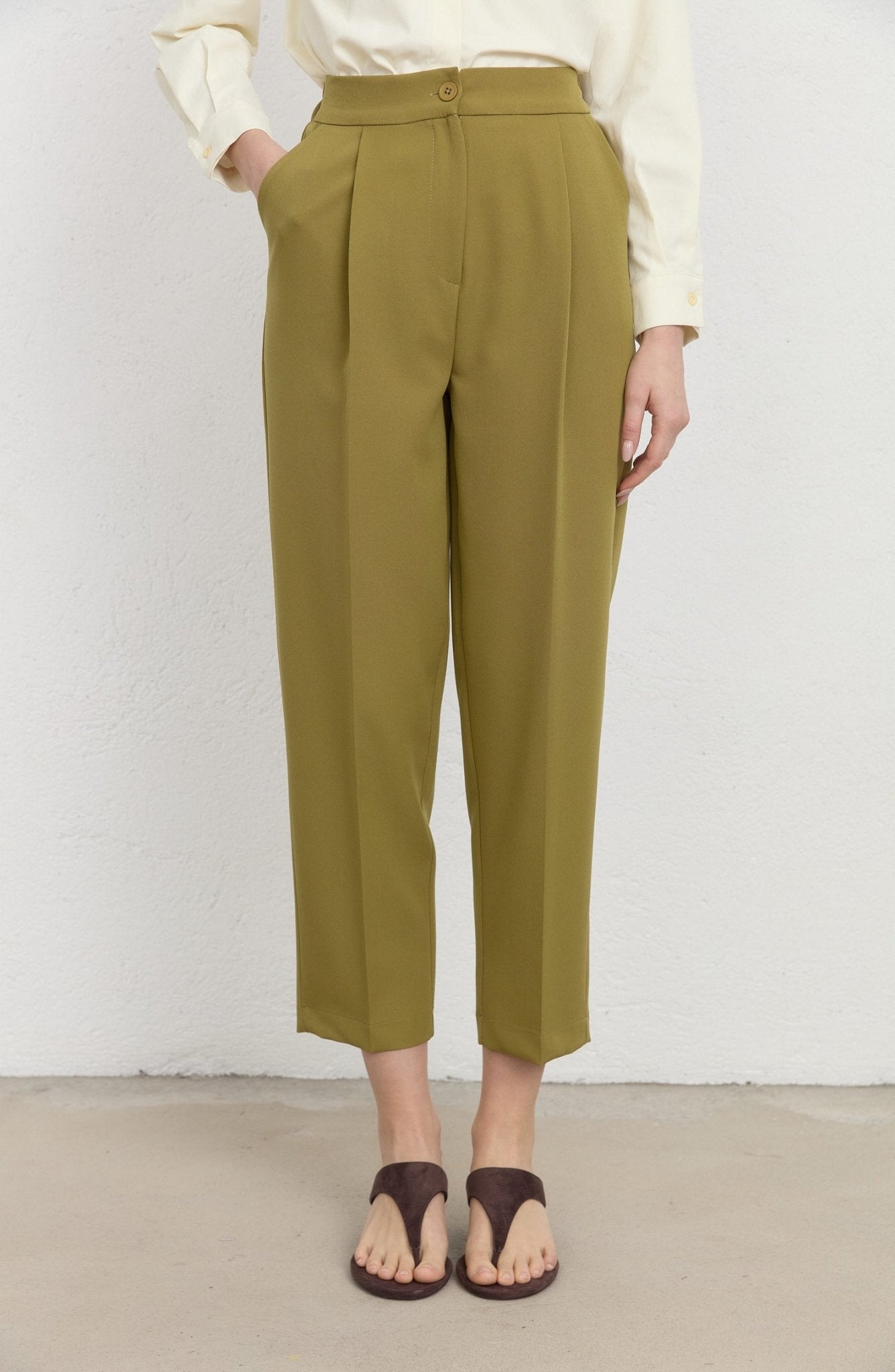 Double Barrel Yağ Yeşili Fit Pantolon - Fatma Atasoy