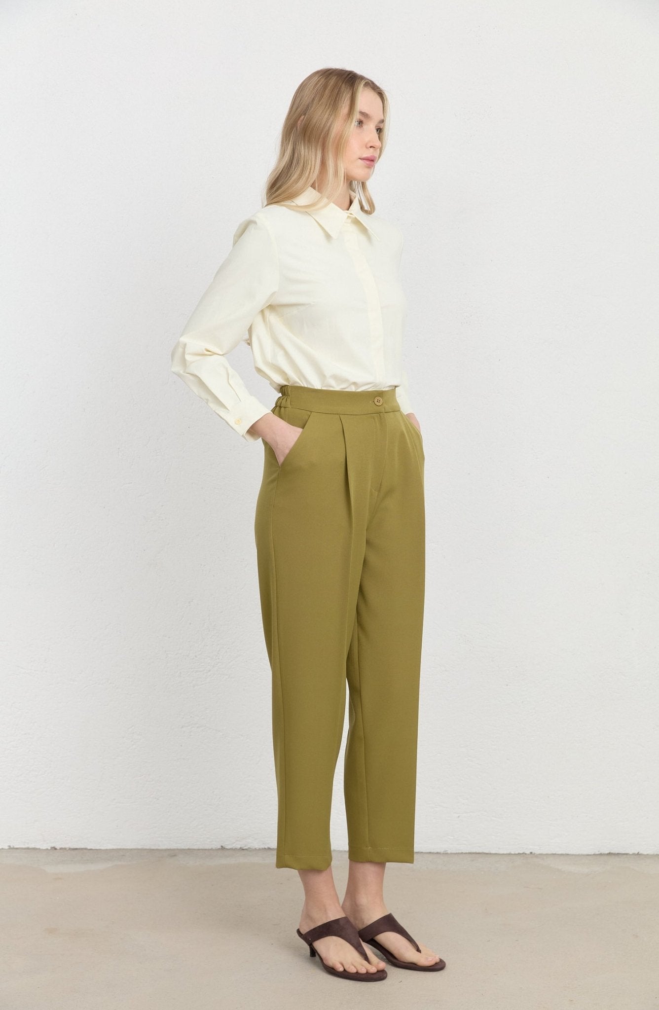 Double Barrel Yağ Yeşili Fit Pantolon - Fatma Atasoy
