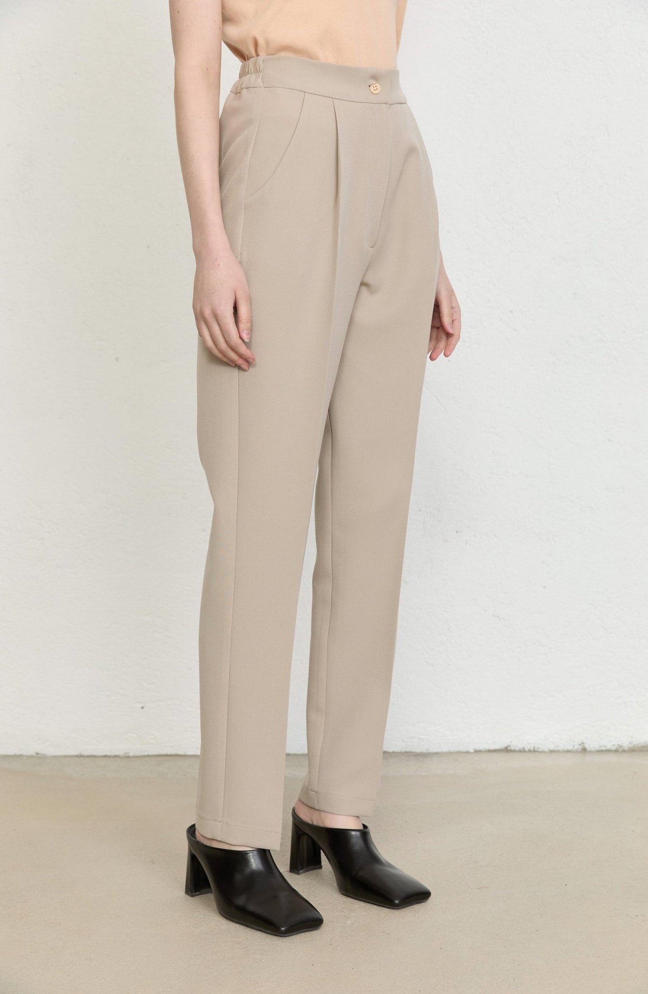 Double Bej Fit Pantolon - Fatma Atasoy