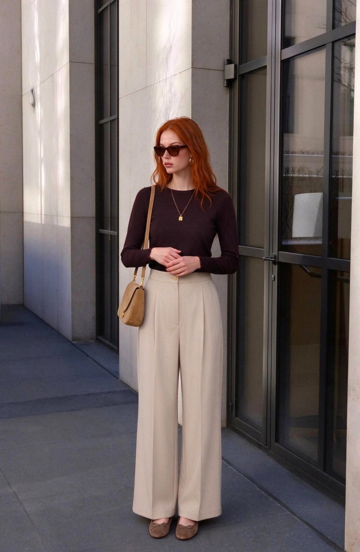 Double Bej Palazzo Pantolon - Fatma Atasoy