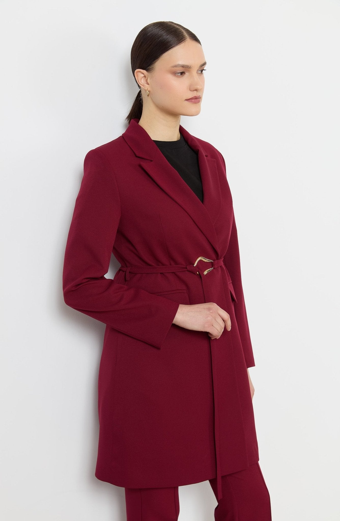 Double Bordo Palazzo Tek Ceket - Fatma Atasoy