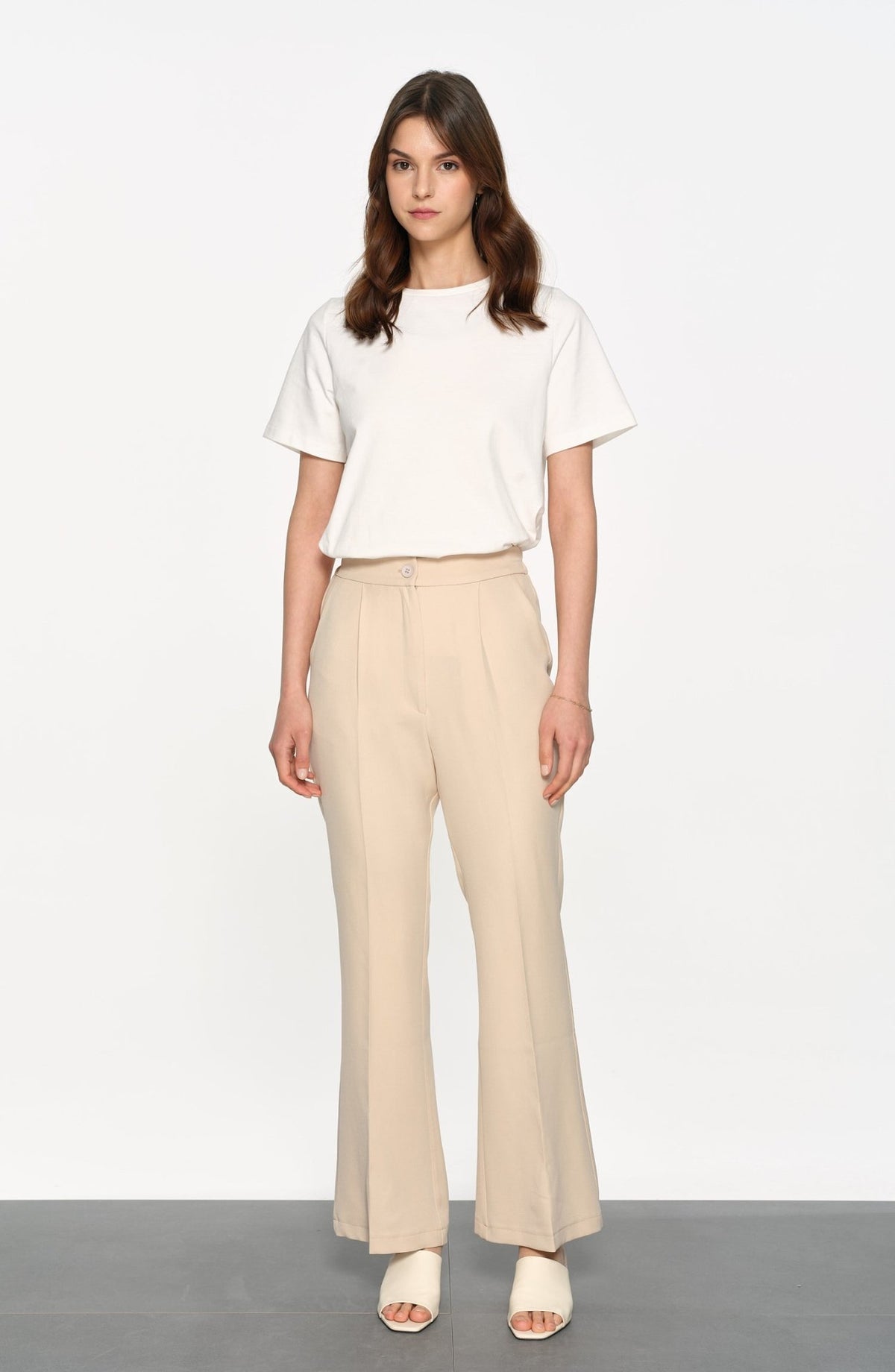 Double İspanyol Paça Pantolon Taş - Fatma Atasoy