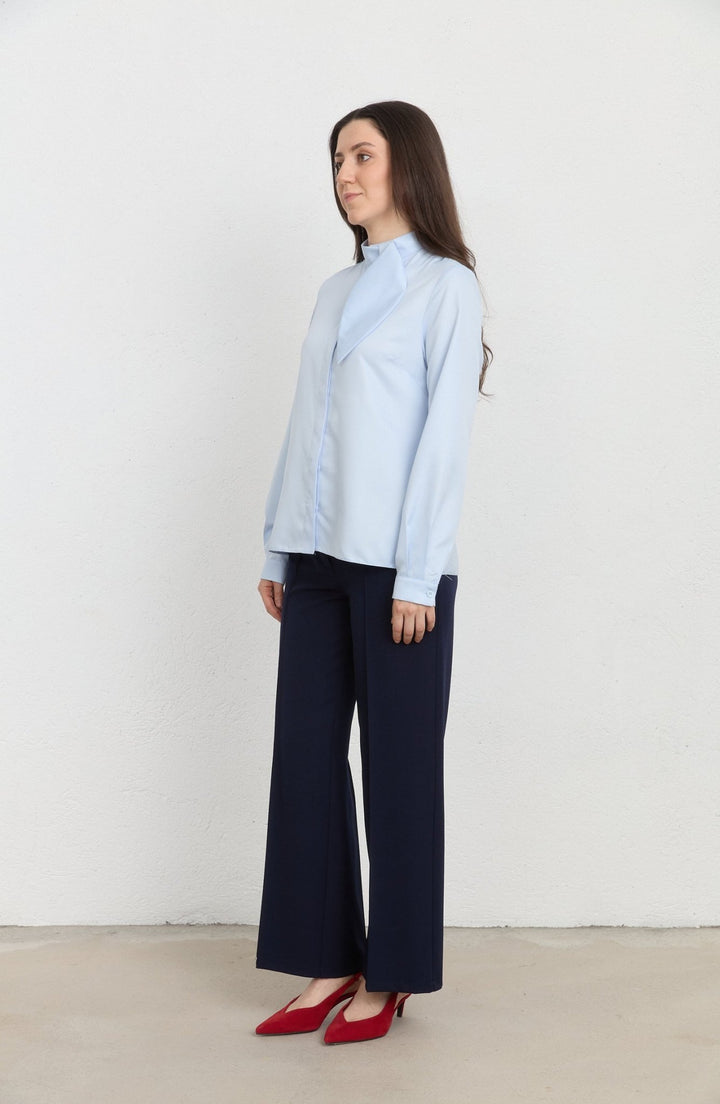 Double Lacivert Palazzo Pantolon - Fatma Atasoy