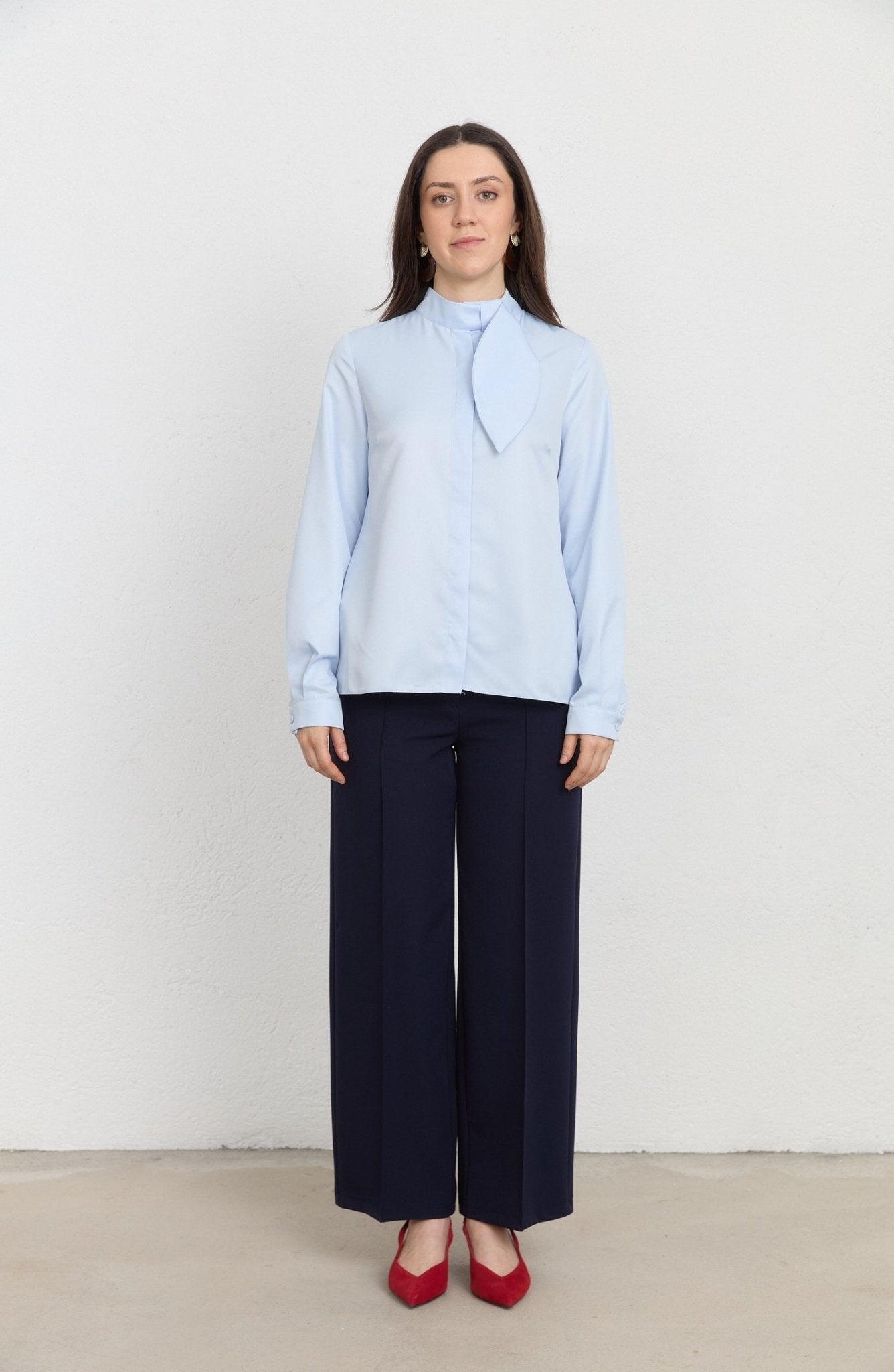 Double Lacivert Palazzo Pantolon - Fatma Atasoy
