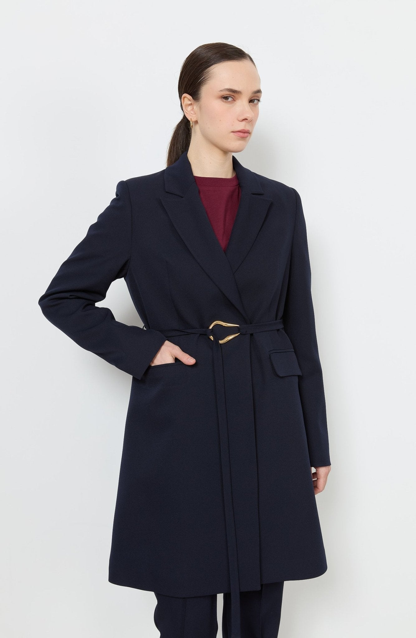 Double Lacivert Palazzo Tek Ceket - Fatma Atasoy