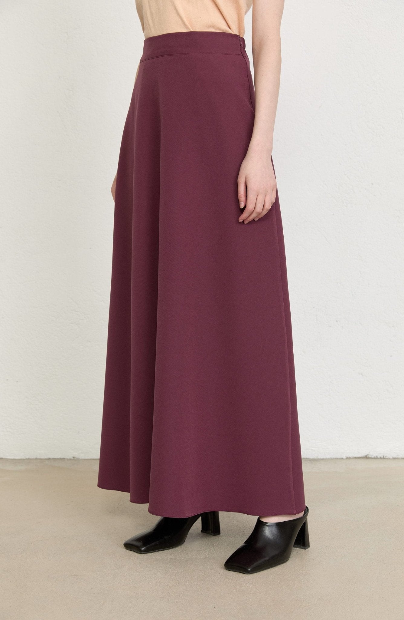 Double Mürdüm Kloş Etek - Fatma Atasoy