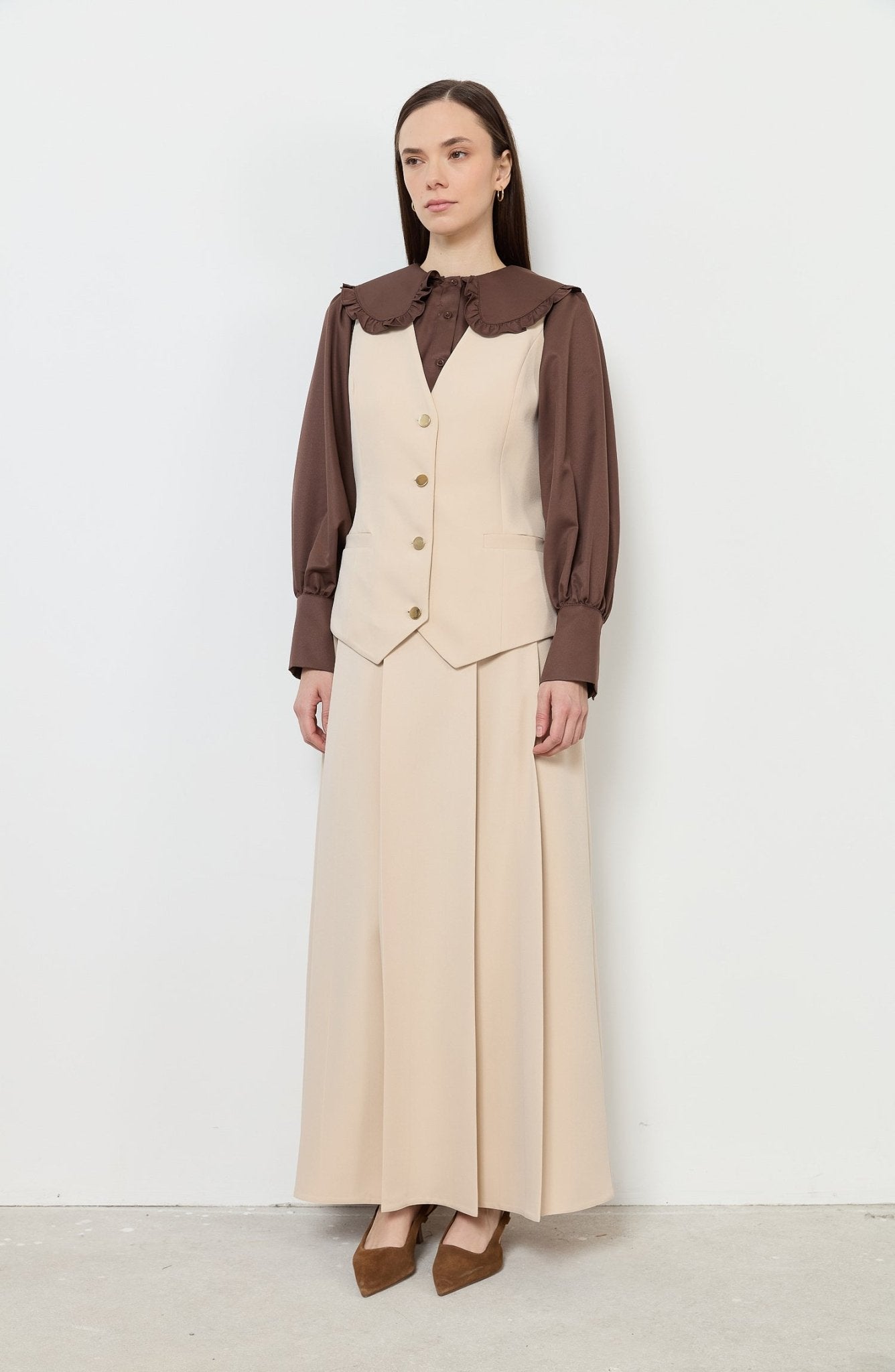 Double Taş Midi Yelek - Fatma Atasoy