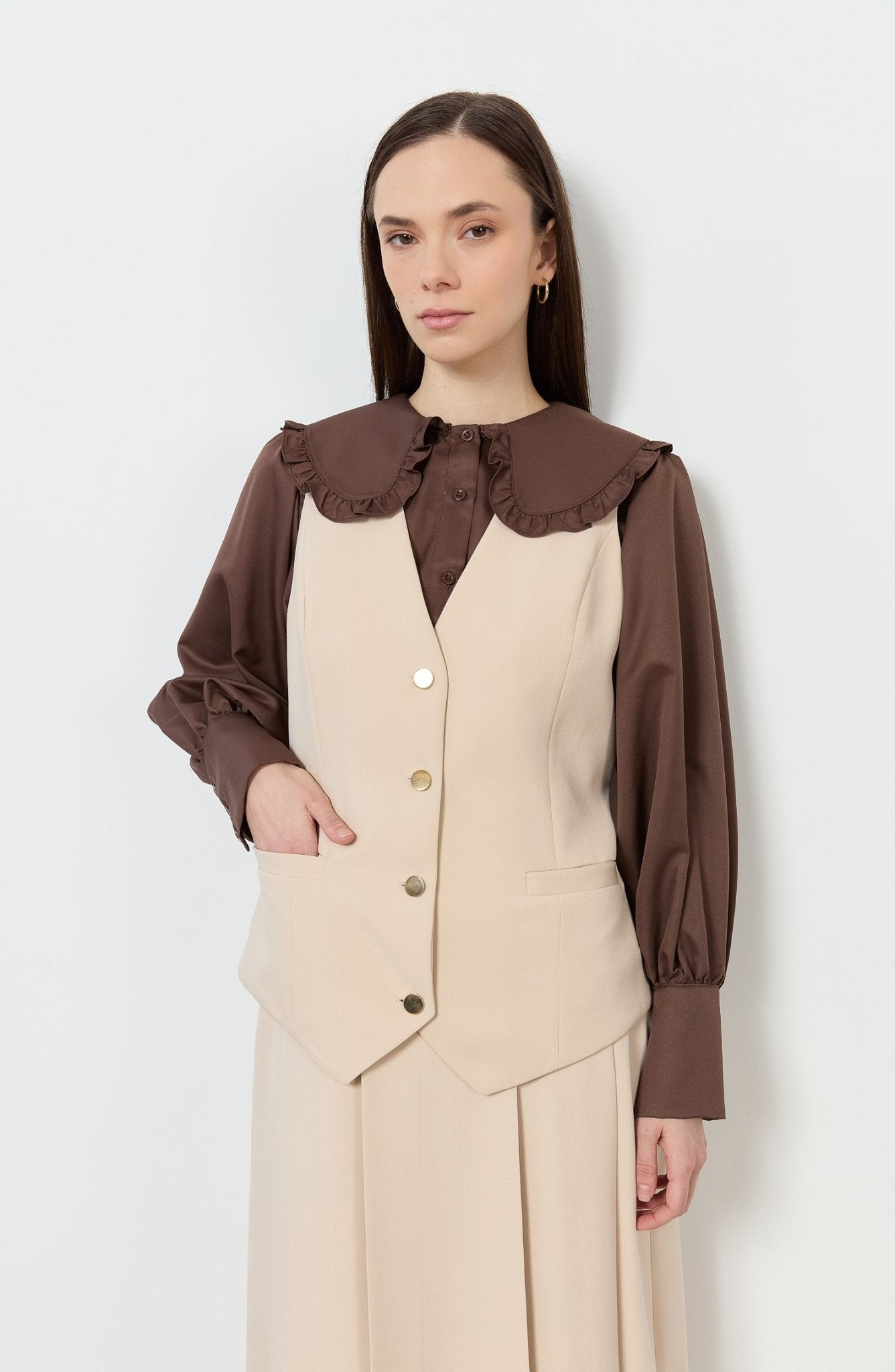 Double Taş Midi Yelek - Fatma Atasoy
