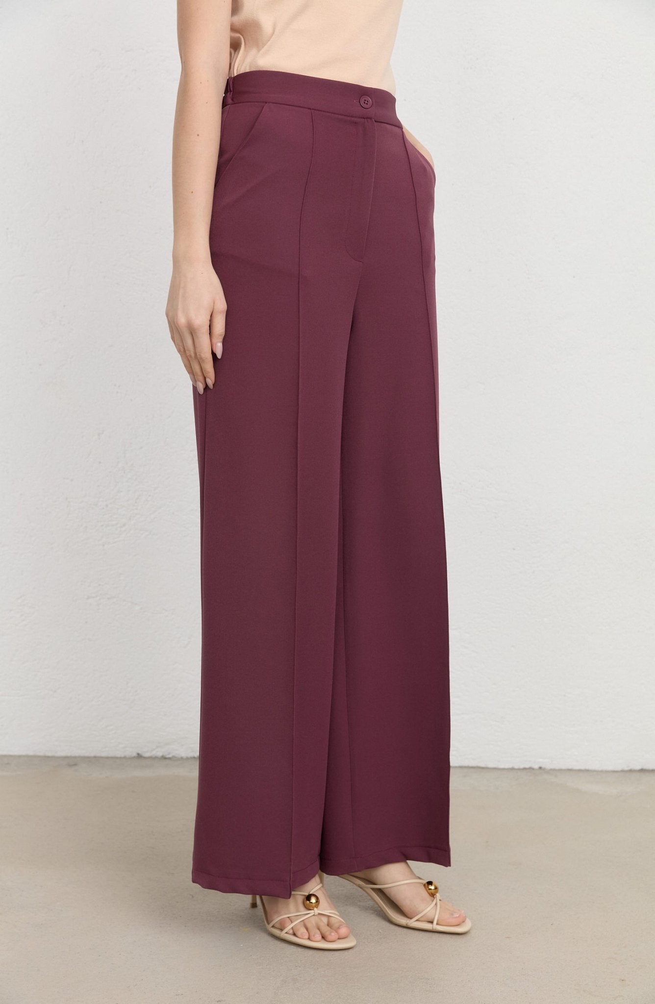Double Ütü İzli Mürdüm Pantolon - Fatma Atasoy