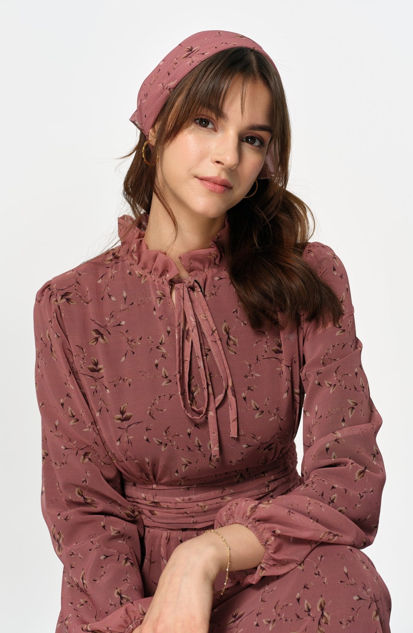 Drapeli Şifon Gül Pembe Elbise - Fatma Atasoy