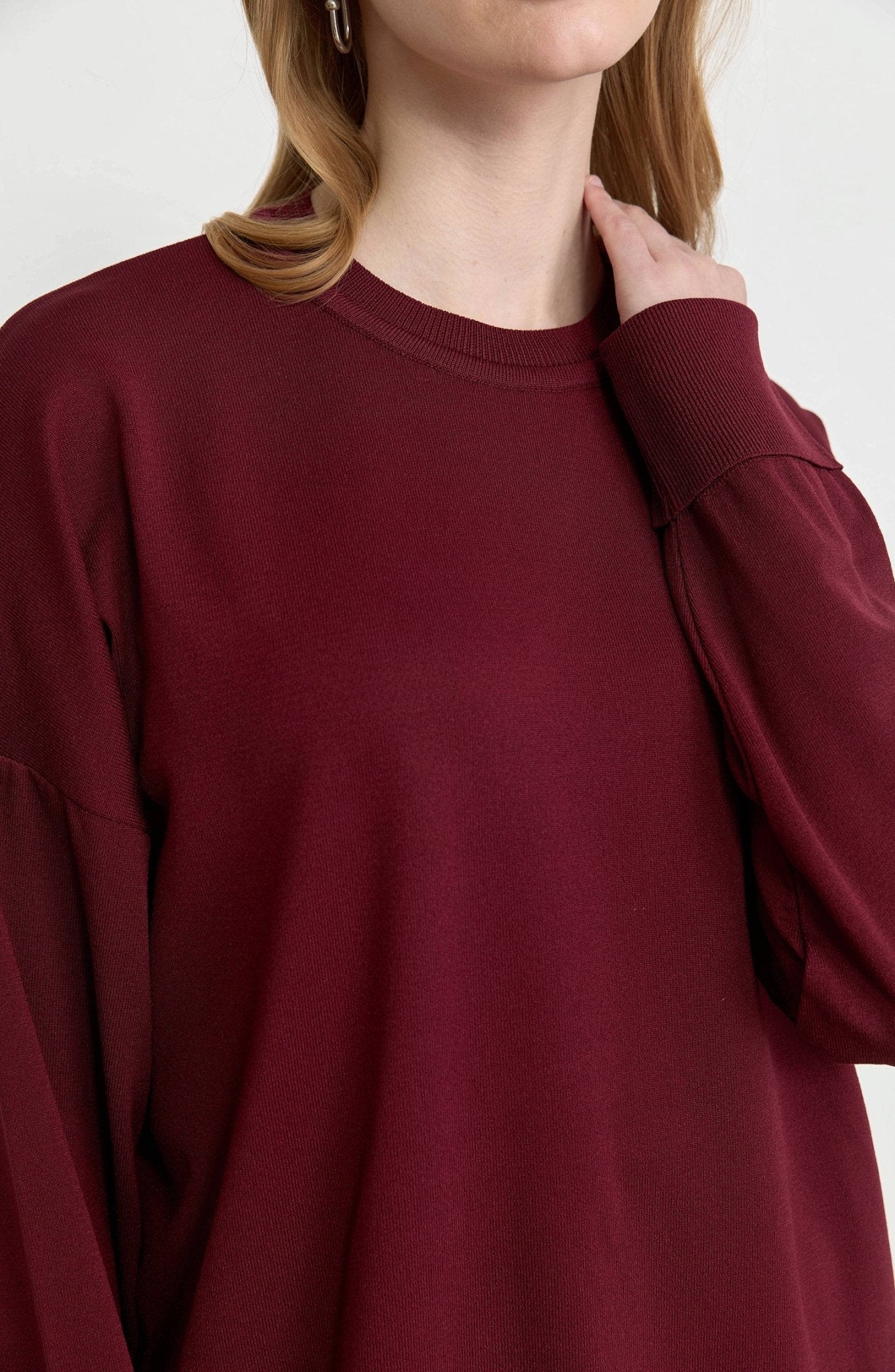Duble Kol Basic Bordo Merserize Triko Tunik - Fatma Atasoy