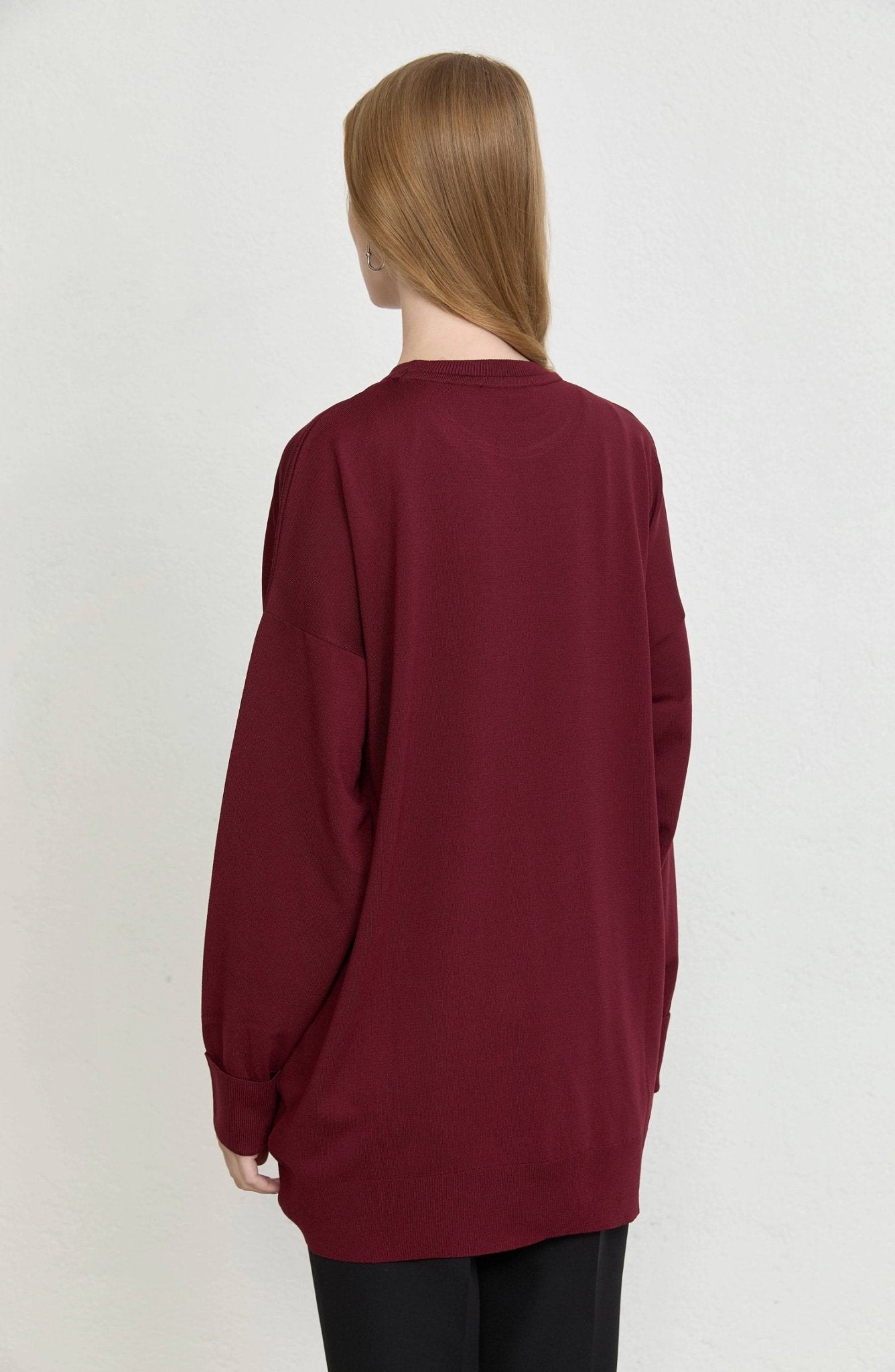 Duble Kol Basic Bordo Merserize Triko Tunik - Fatma Atasoy