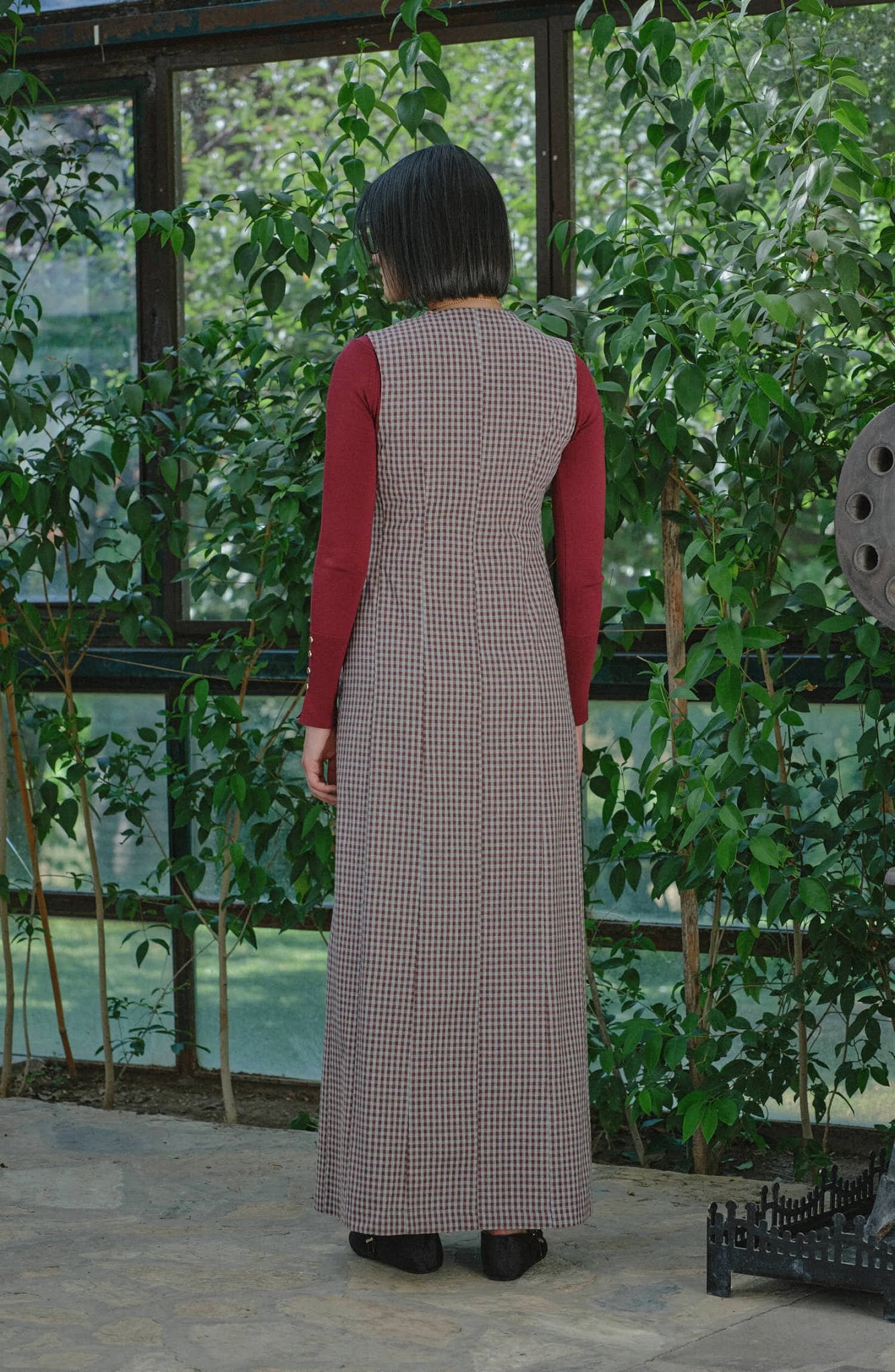 Düğmeli Bordo Minikare Jile - Fatma Atasoy