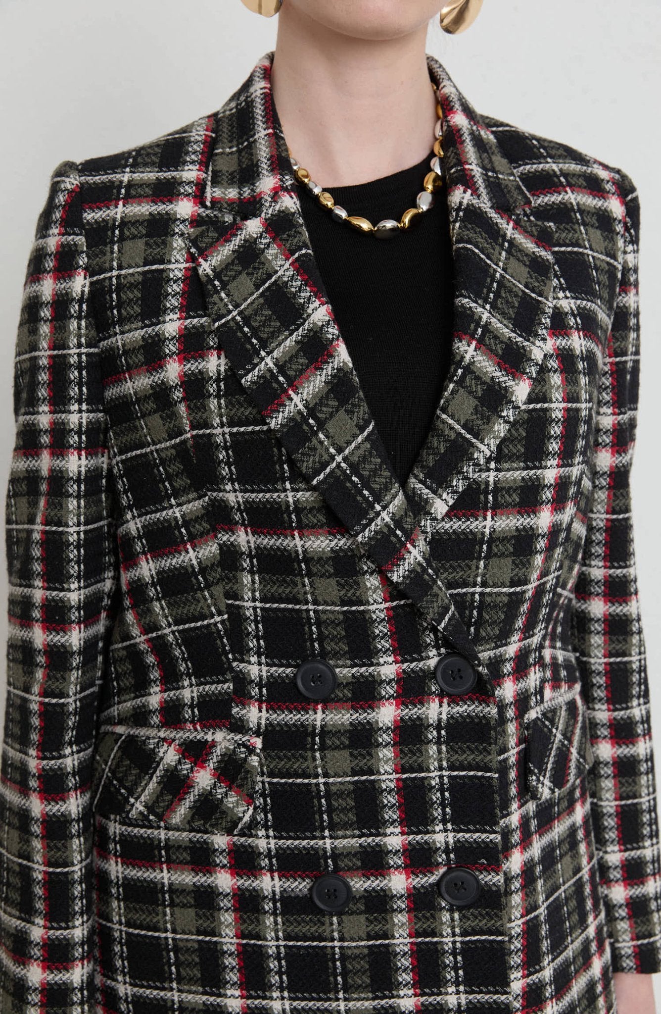 Ekose Haki Tüvit Palazzo Ceket - Fatma Atasoy