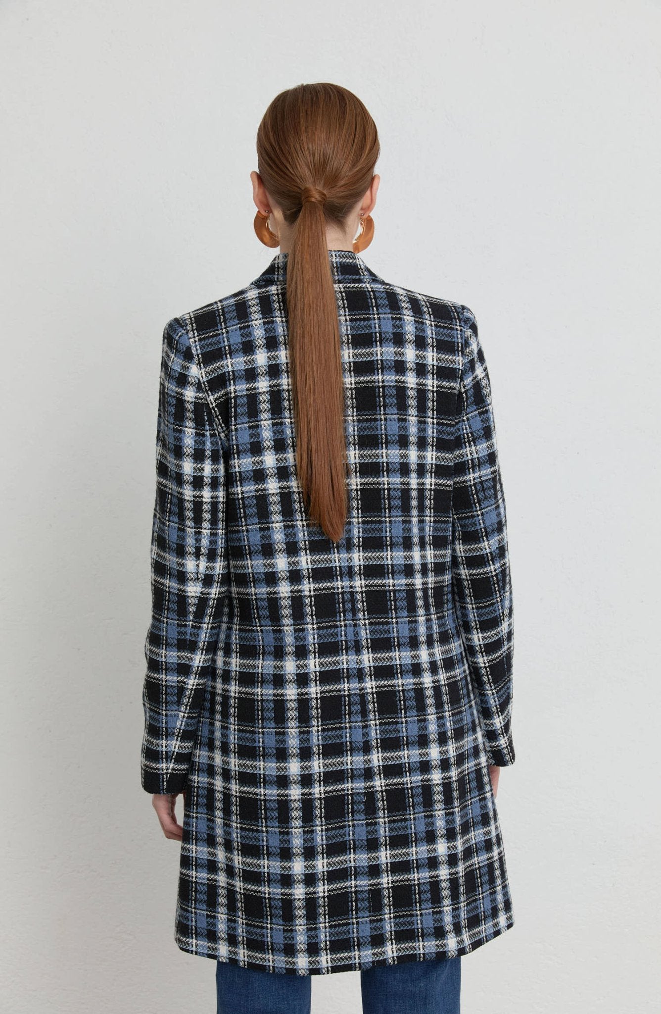 Ekose İndigo Tüvit Palazzo Ceket - Fatma Atasoy