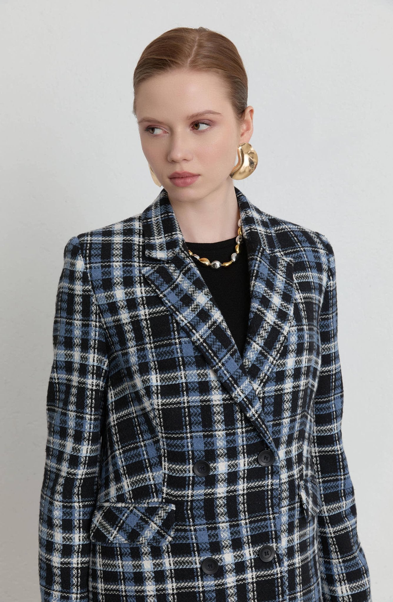 Ekose İndigo Tüvit Palazzo Ceket - Fatma Atasoy