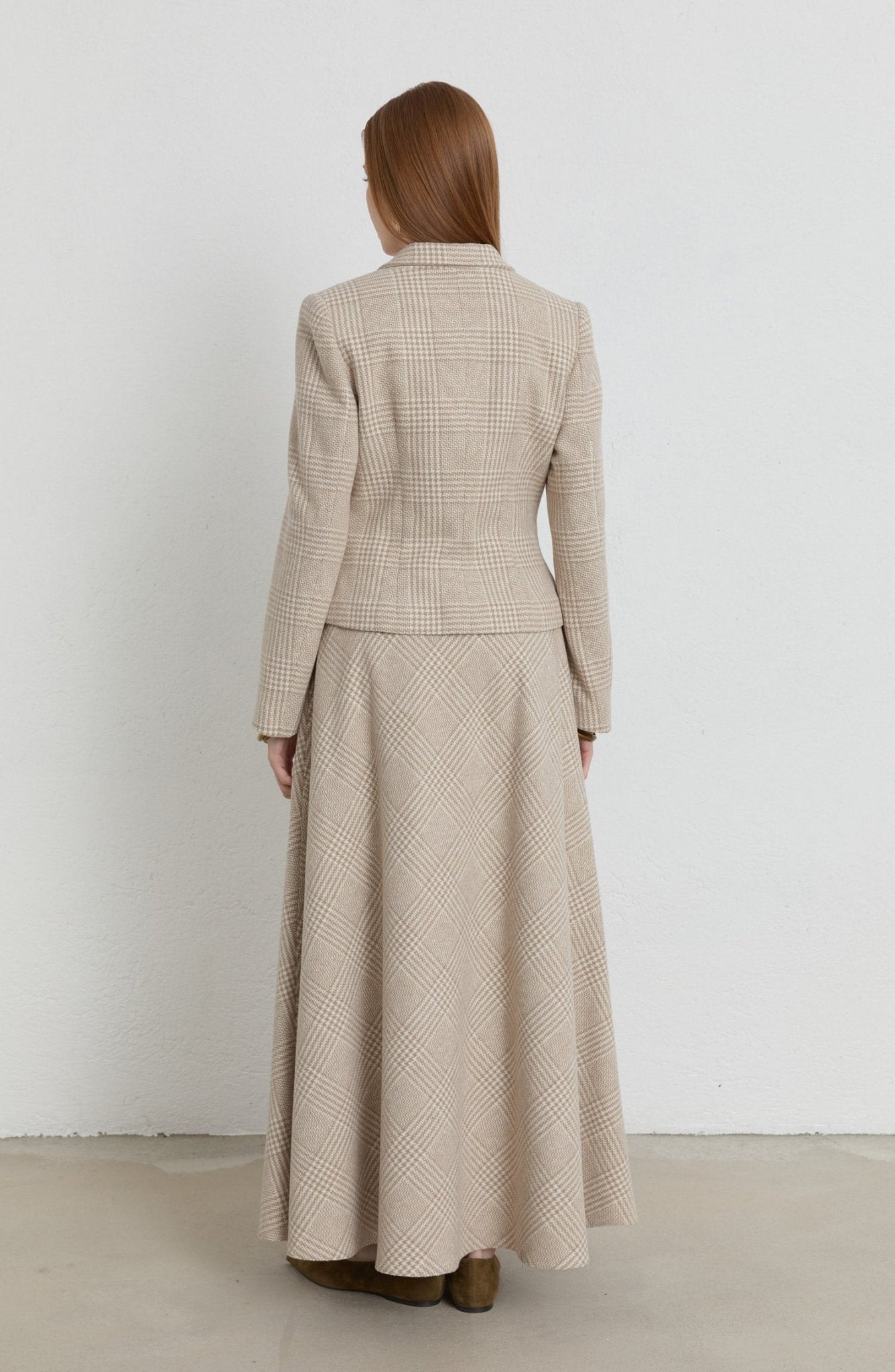 Ekose Kazayağı Taş Blazer Ceket Etek Takım - Fatma Atasoy