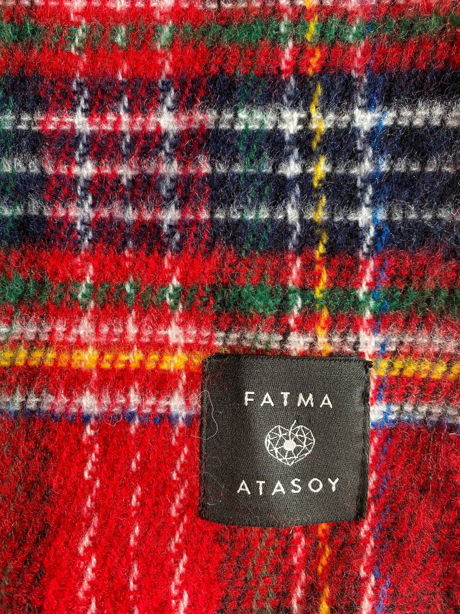 Ekose Kırmızı Püsküllü Şal - Fatma Atasoy