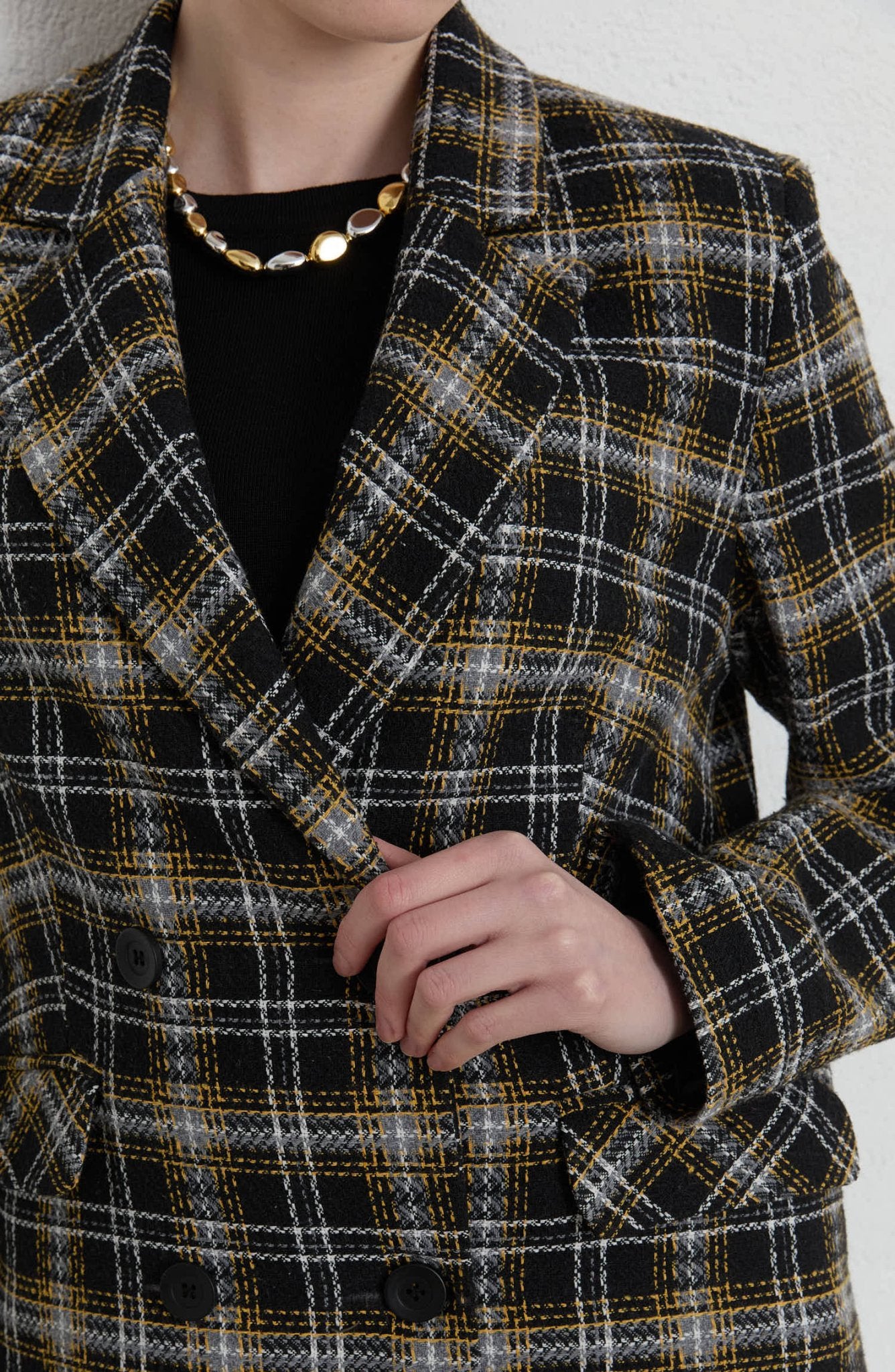 Ekose Siyah Tüvit Palazzo Ceket - Fatma Atasoy