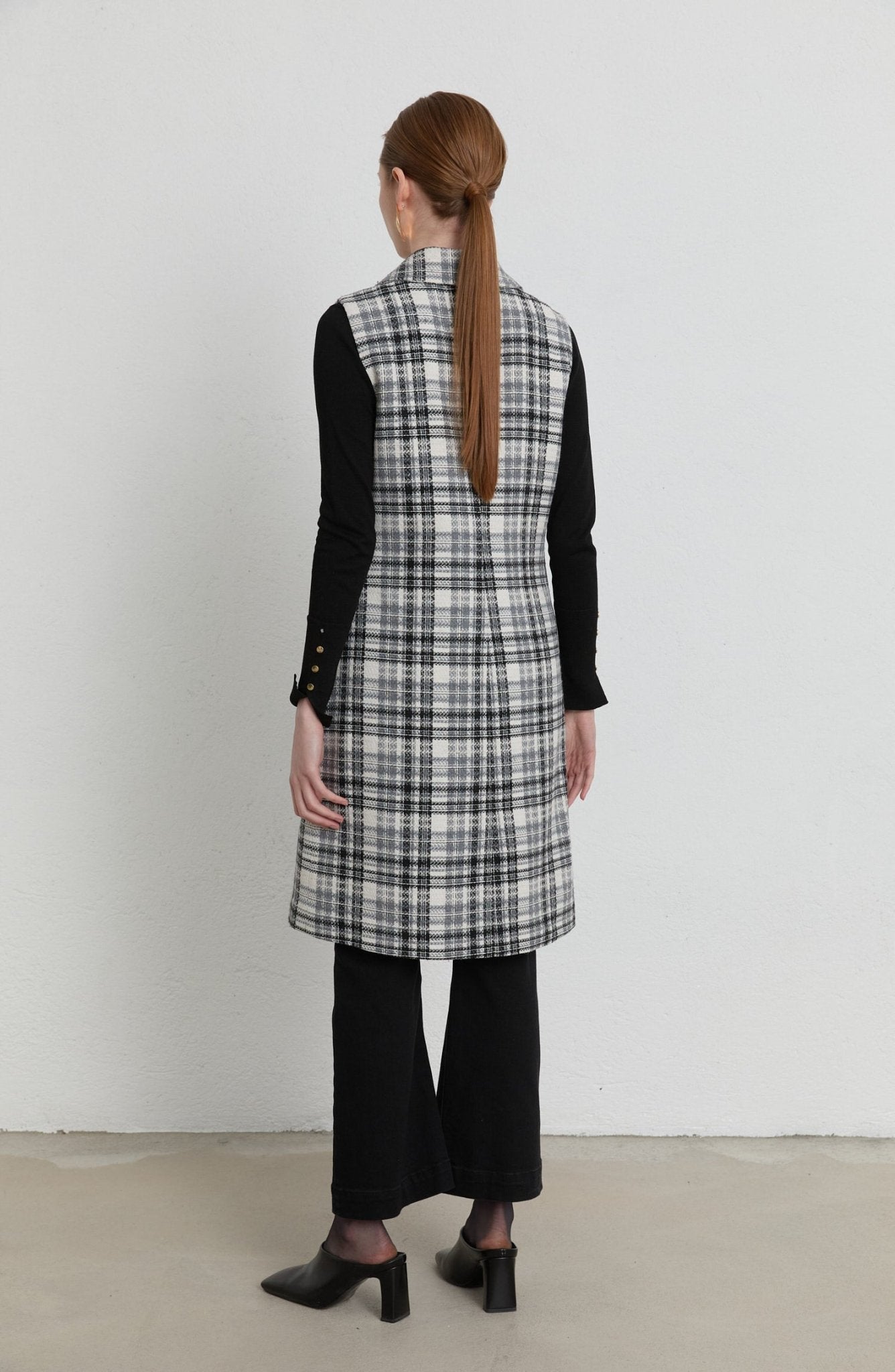 Ekose Tüvit Gri Blazer Yelek - Fatma Atasoy