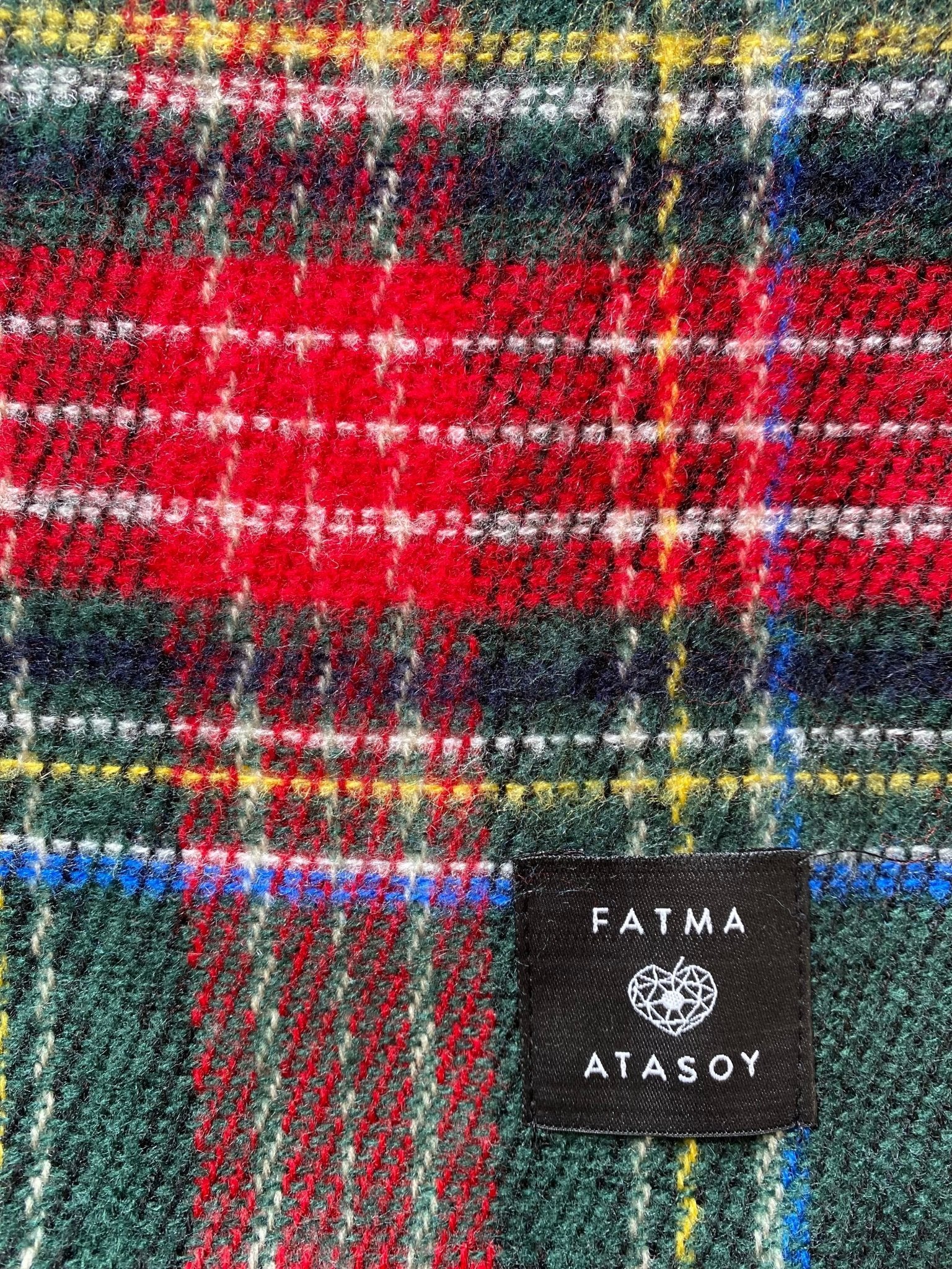 Ekose Yeşil Püsküllü Şal - Fatma Atasoy