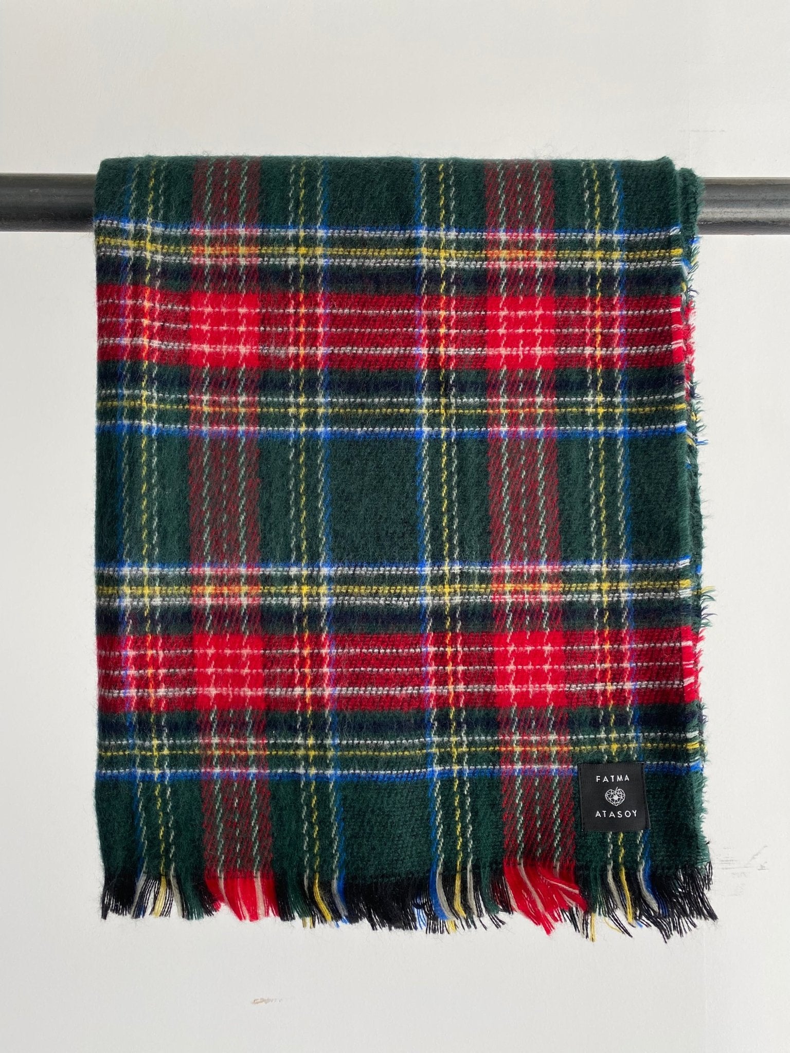 Ekose Yeşil Püsküllü Şal - Fatma Atasoy