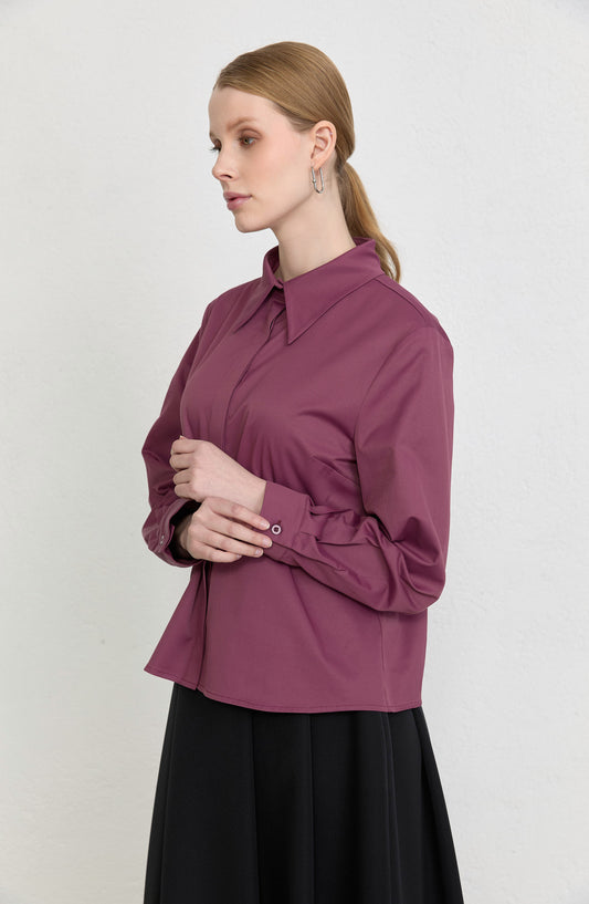 Basic Mürdüm Pamuk Gömlek