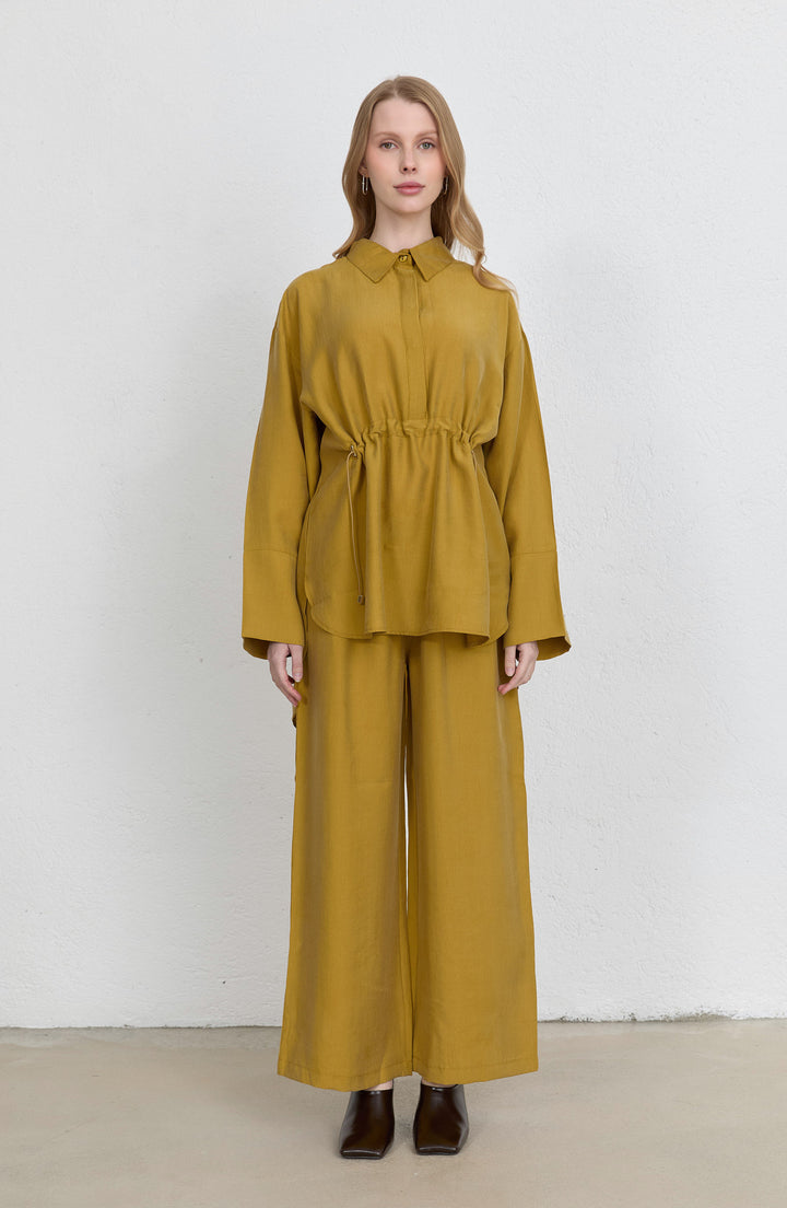 Tünel Büzgülü Hardal Soft Touch Tensel İkili Takım