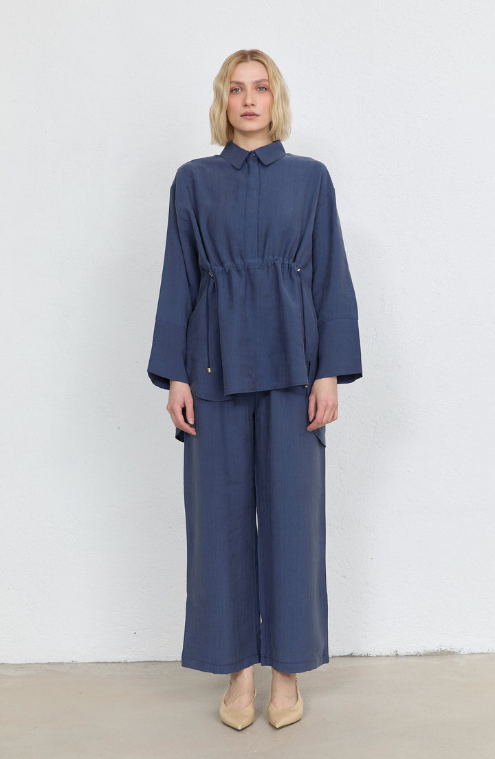 Tünel Büzgülü Lacivert Soft Touch Tensel İkili Takım