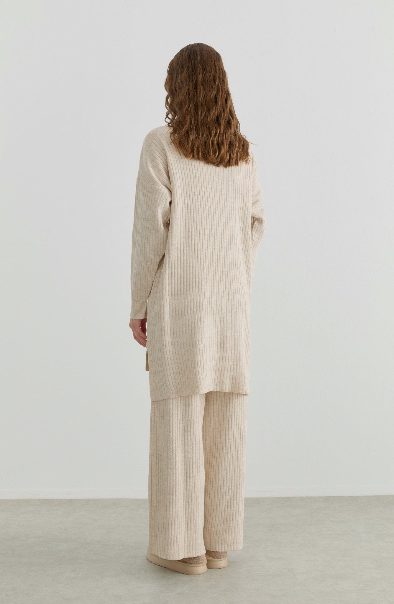 Fermuarlı Fitilli Taş Triko İkili Takım - Fatma Atasoy